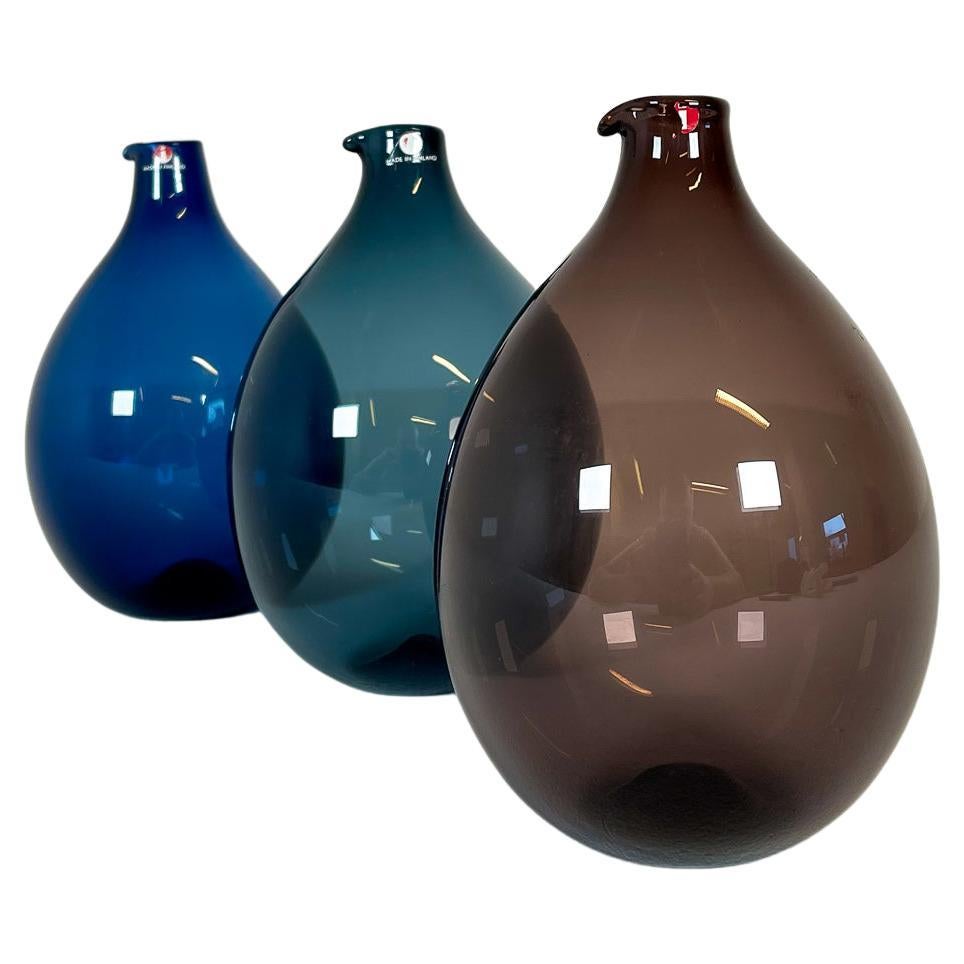Midcentury Timo Sarpaneva Set of 3 Bird Bottles / Vases Iittala