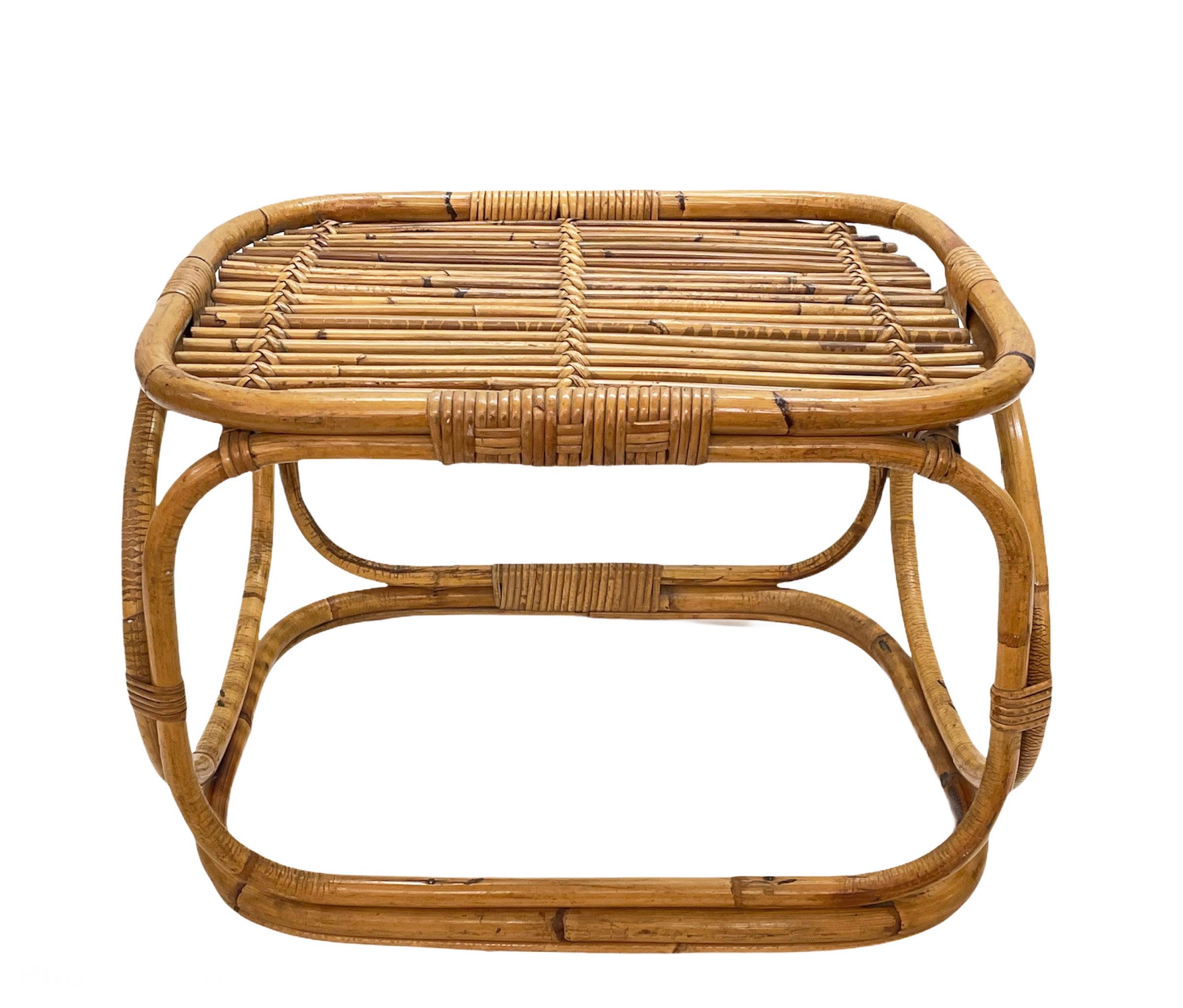 Midcentury Tito Agnoli Style Italian Rattan and Bamboo Coffee Table, 1960s 5