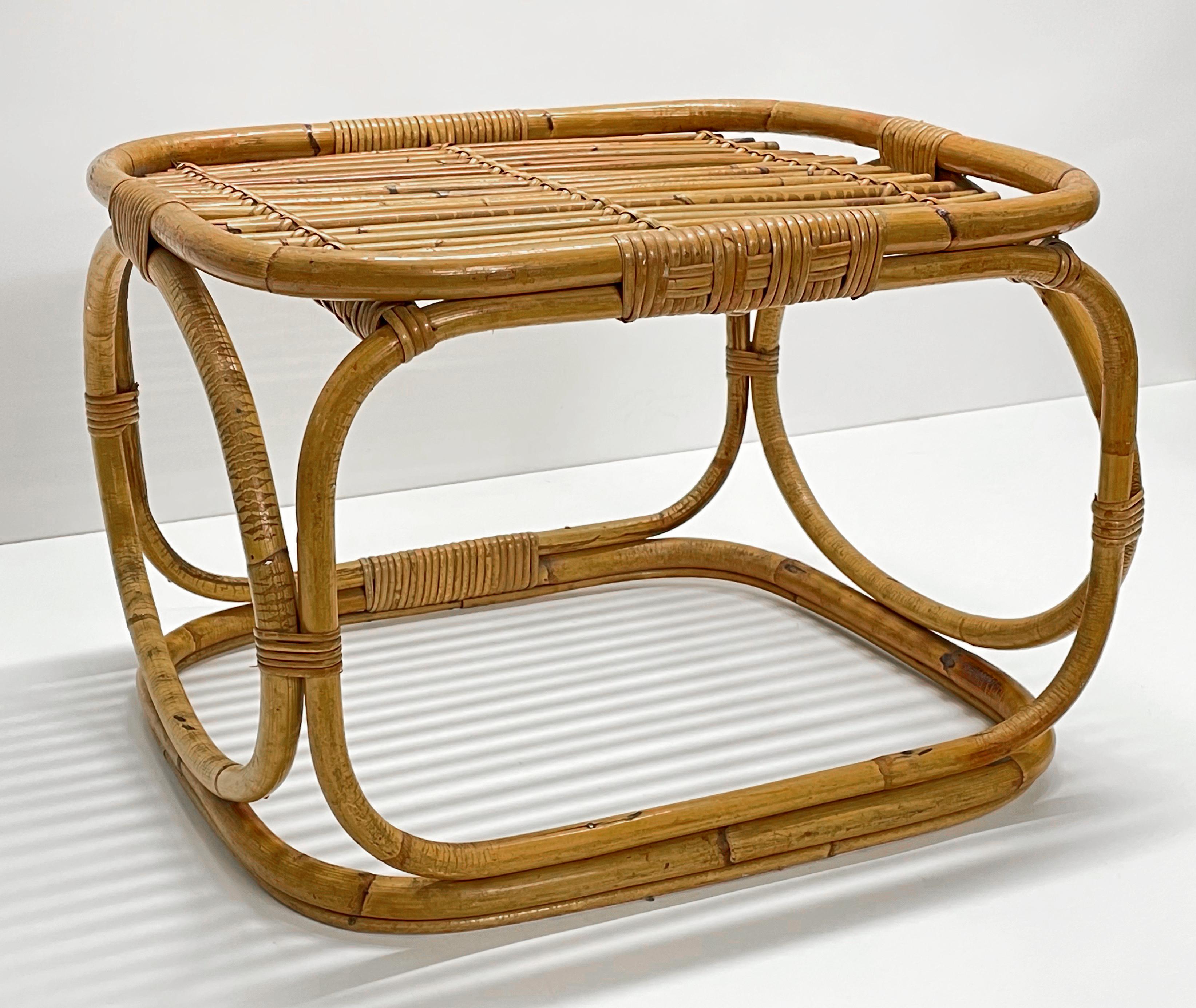 Midcentury Tito Agnoli Style Italian Rattan and Bamboo Coffee Table, 1960s 7