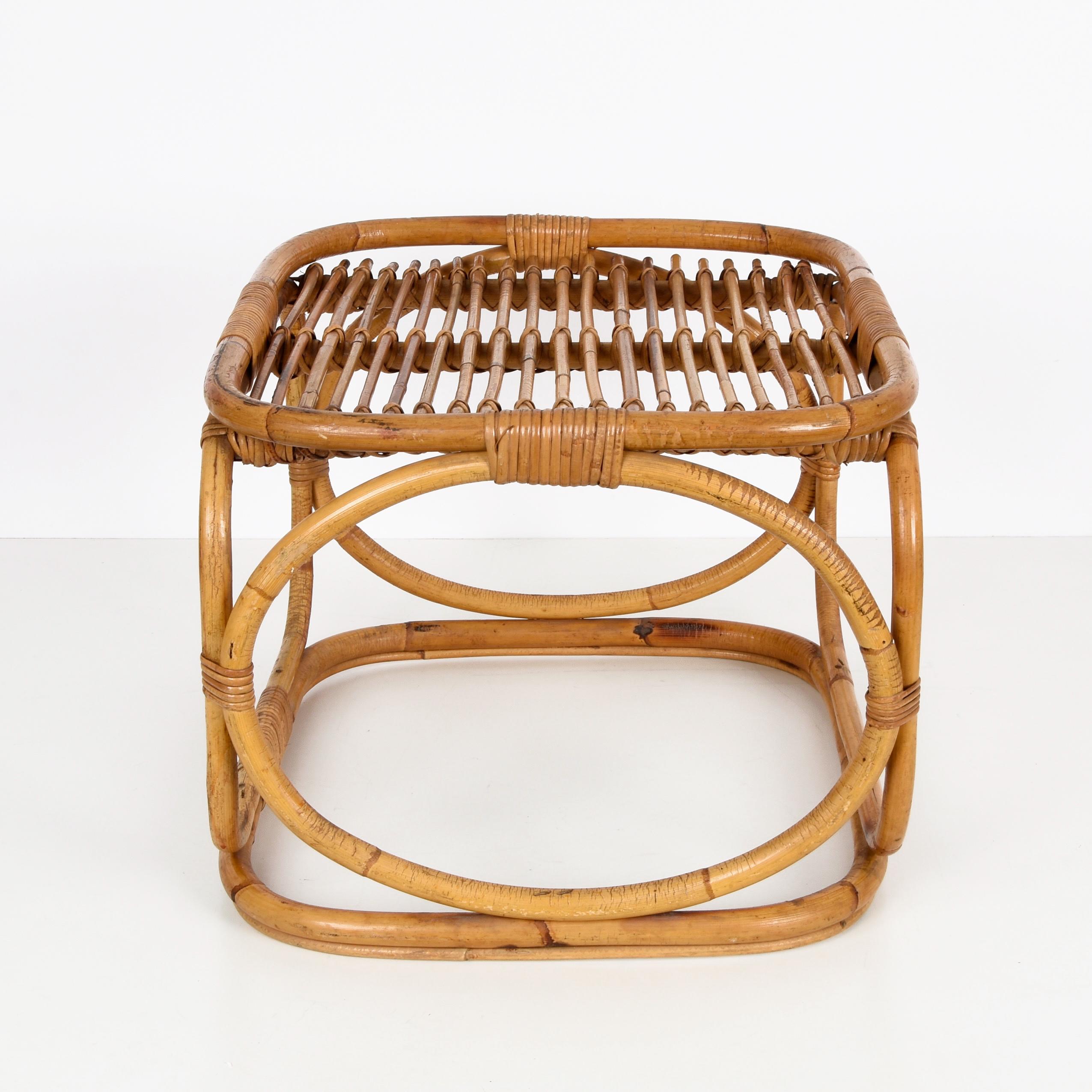 Midcentury Tito Agnoli Style Italian Rattan and Bamboo Coffee Table, 1960s 8