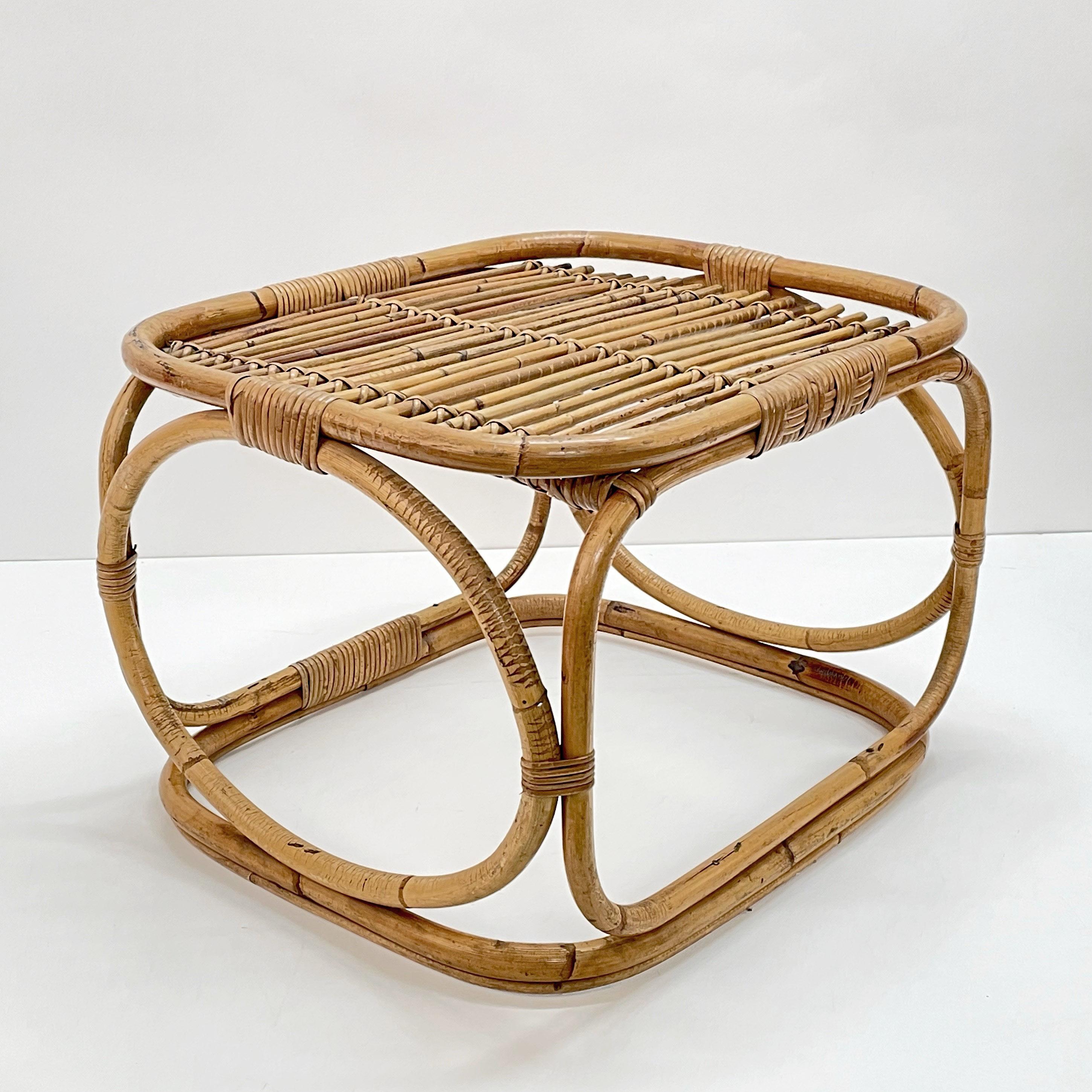 Midcentury Tito Agnoli Style Italian Rattan and Bamboo Coffee Table, 1960s In Good Condition In Roma, IT