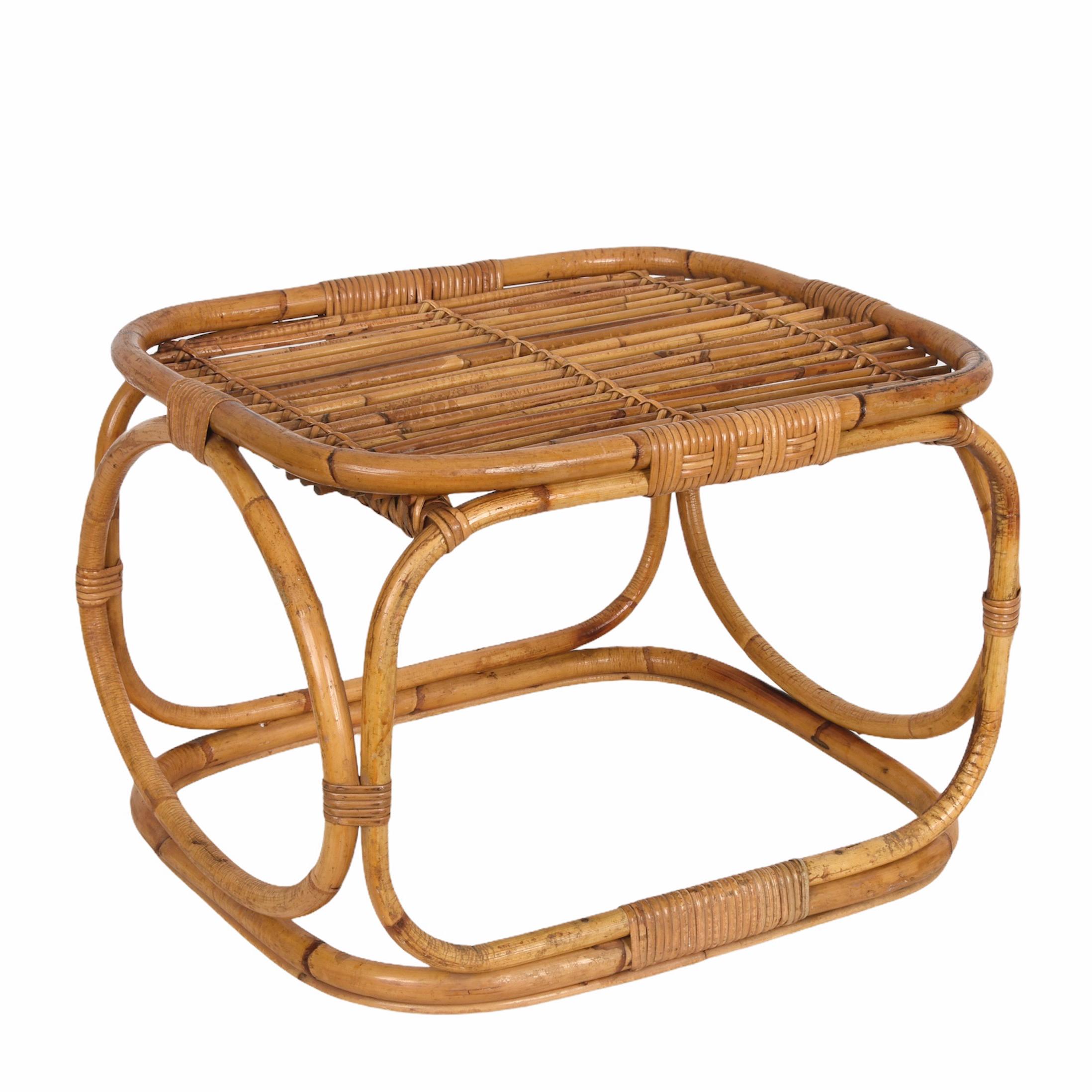 Midcentury Tito Agnoli Style Italian Rattan and Bamboo Coffee Table, 1960s 2