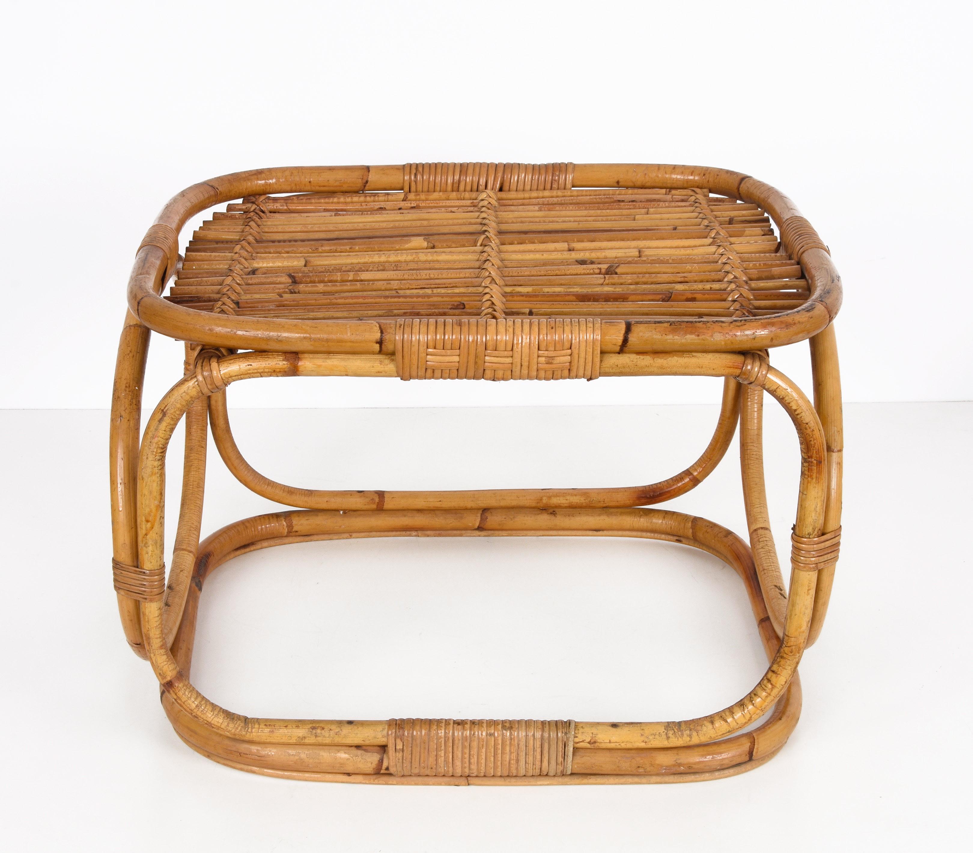Midcentury Tito Agnoli Style Italian Rattan and Bamboo Coffee Table, 1960s 3