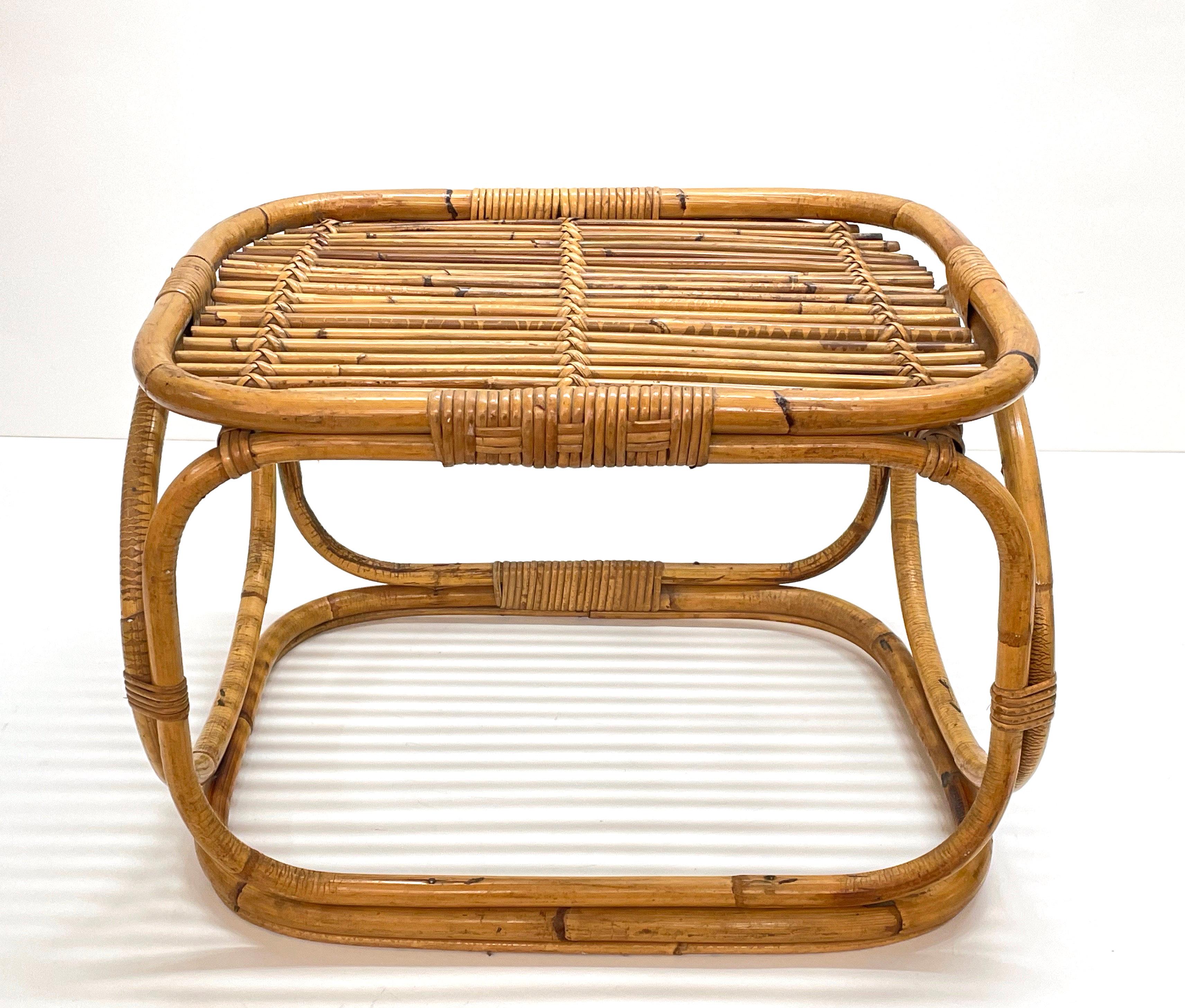 Midcentury Tito Agnoli Style Italian Rattan and Bamboo Coffee Table, 1960s 4