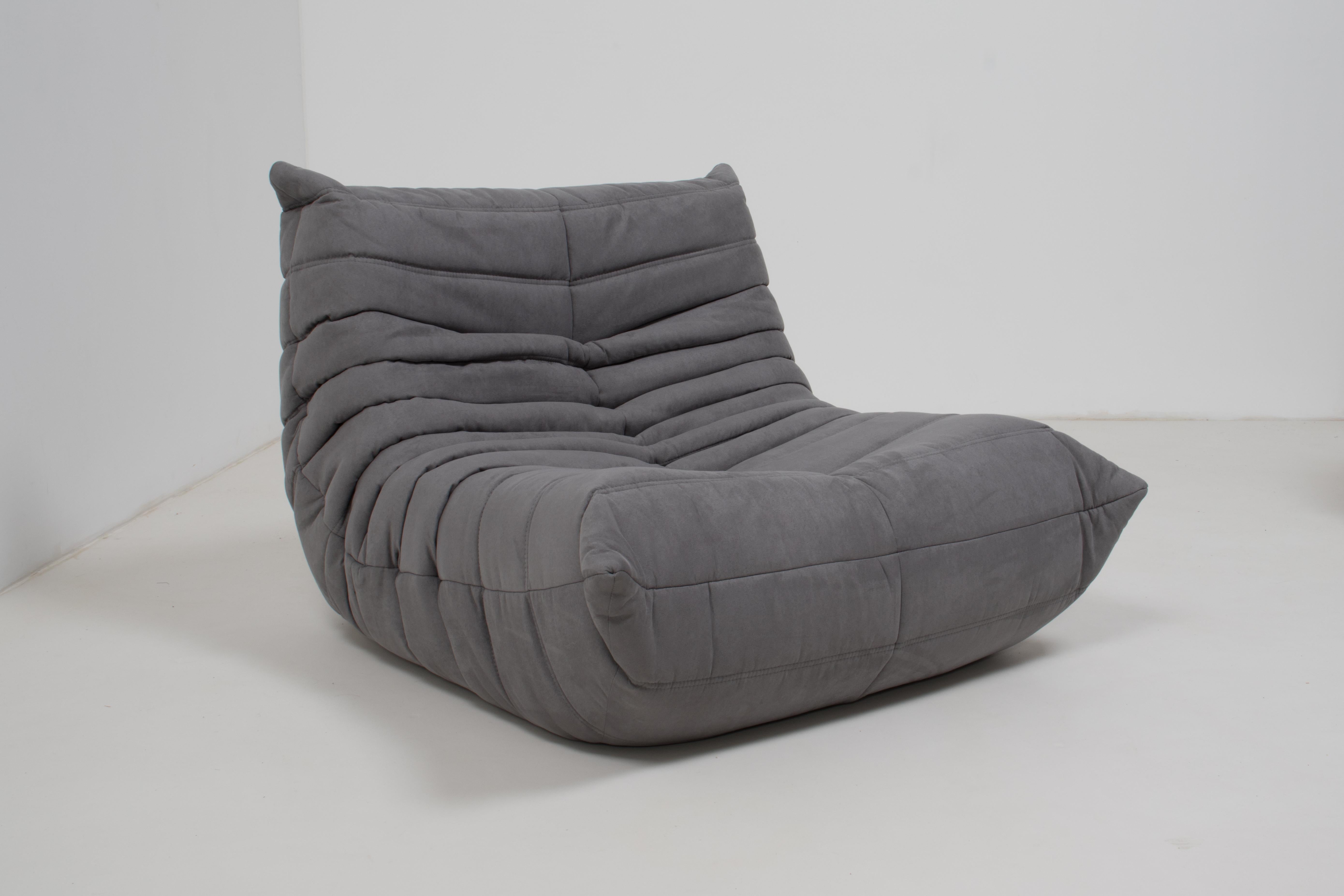 French Midcentury Togo Grey Armchair by Michel Ducaroy for Ligne Roset