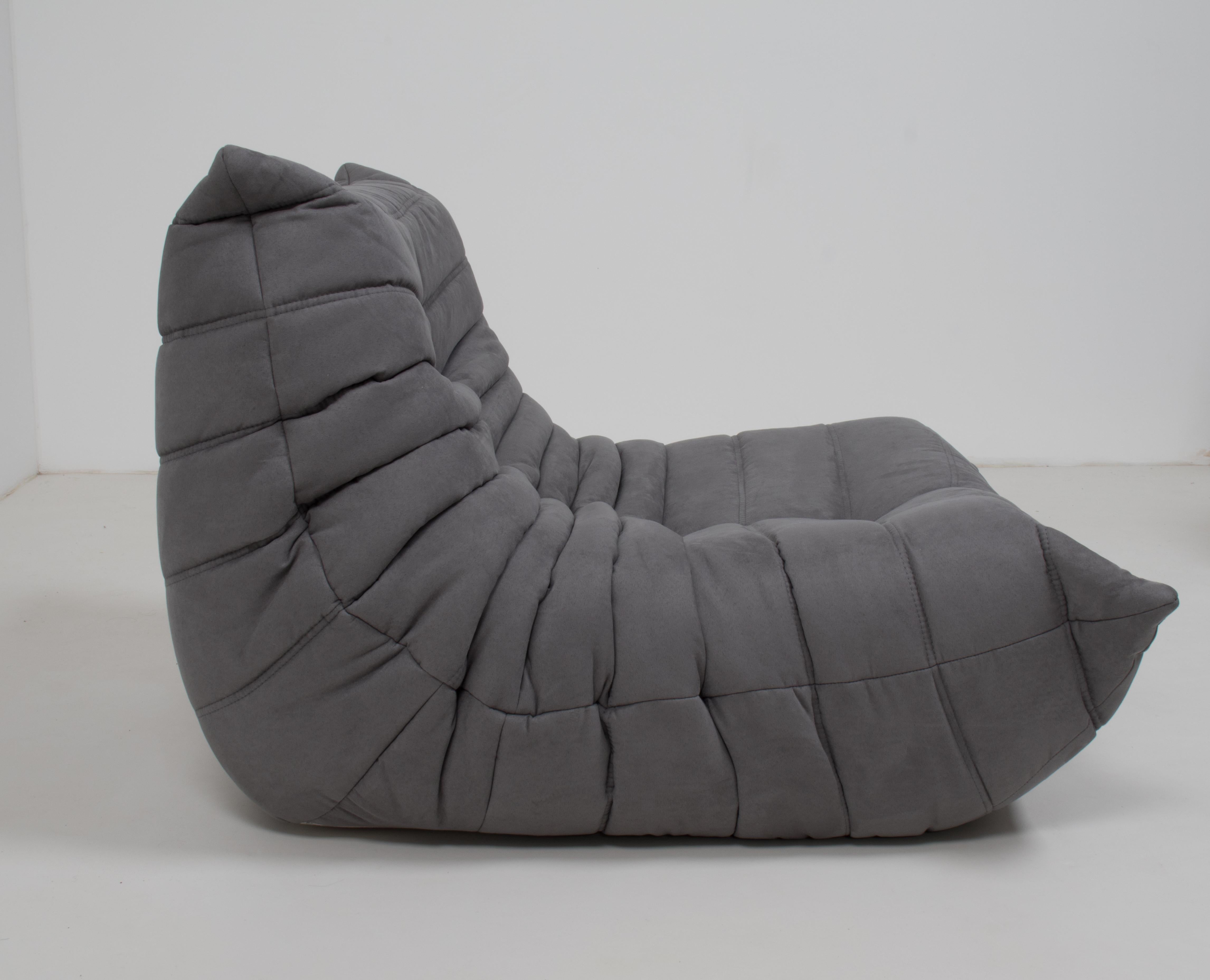 Midcentury Togo Grey Armchair by Michel Ducaroy for Ligne Roset In Excellent Condition In London, GB