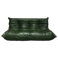 Midcentury Togo in Forest Green Leather by Michel Ducaroy for Ligne Roset