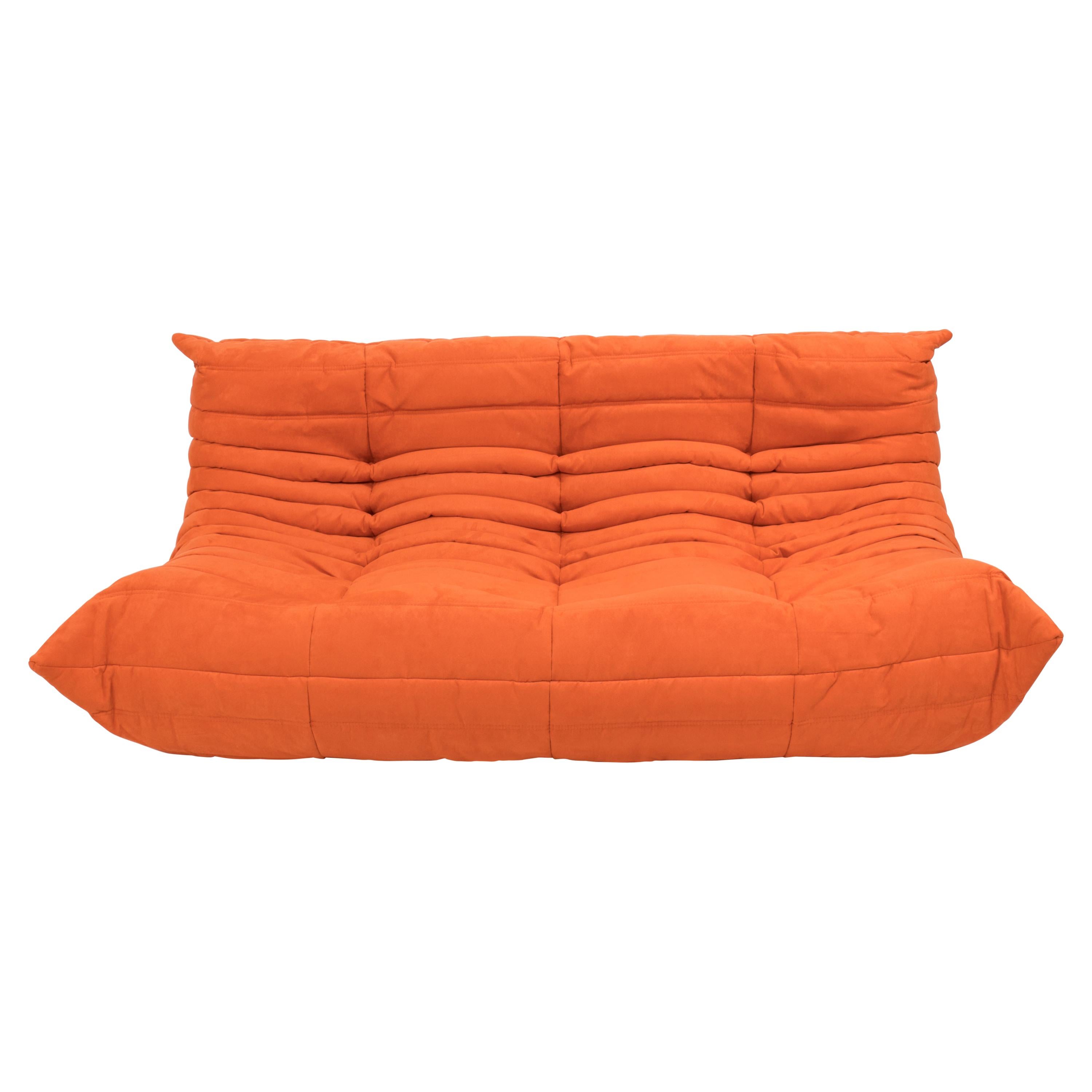 Midcentury Togo Orange Large Sofa by Michel Ducaroy for Ligne Roset