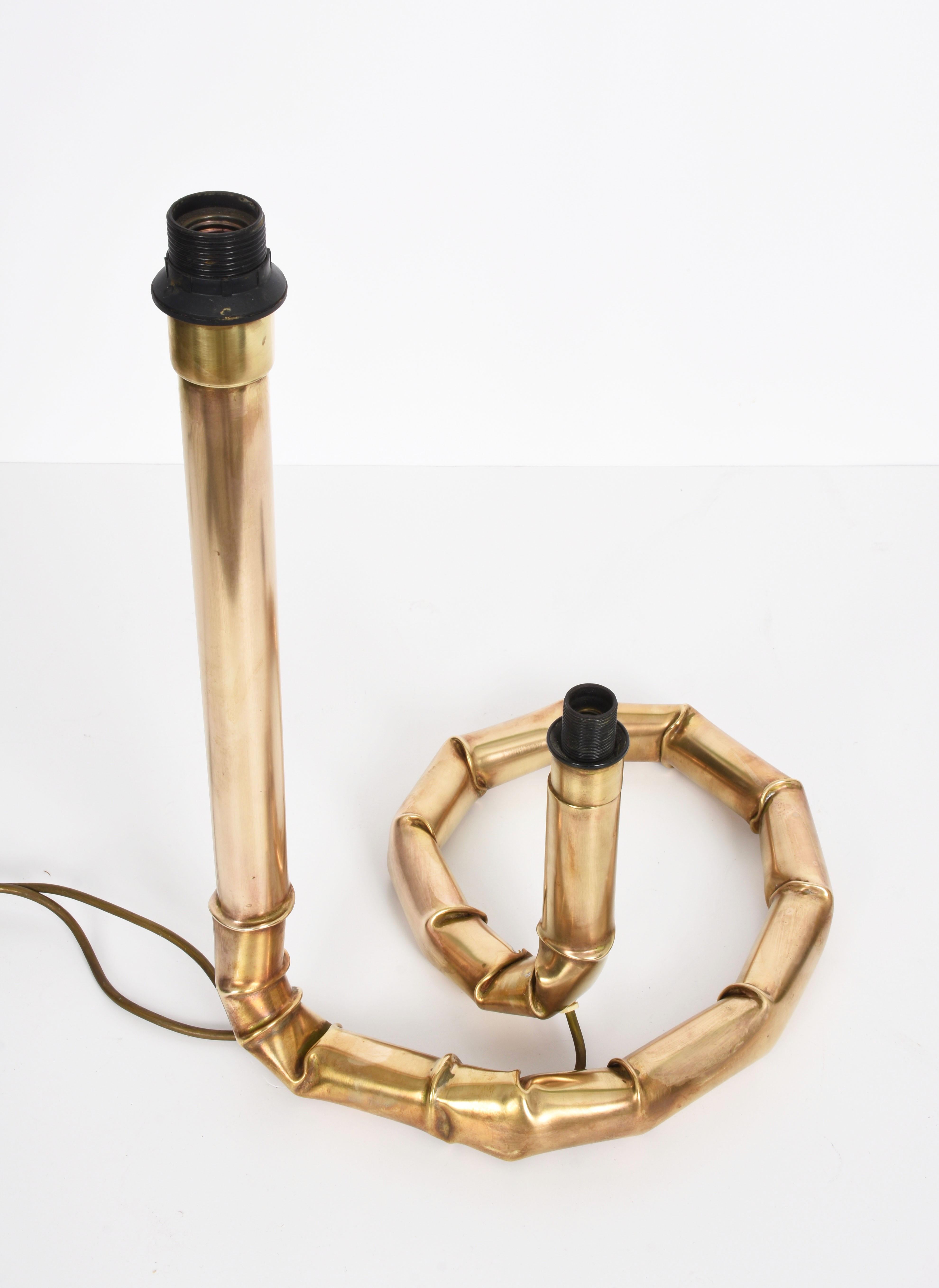 20th Century Midcentury Tommaso Barbi Brass Double Light Italian Table Lamp, 1960s
