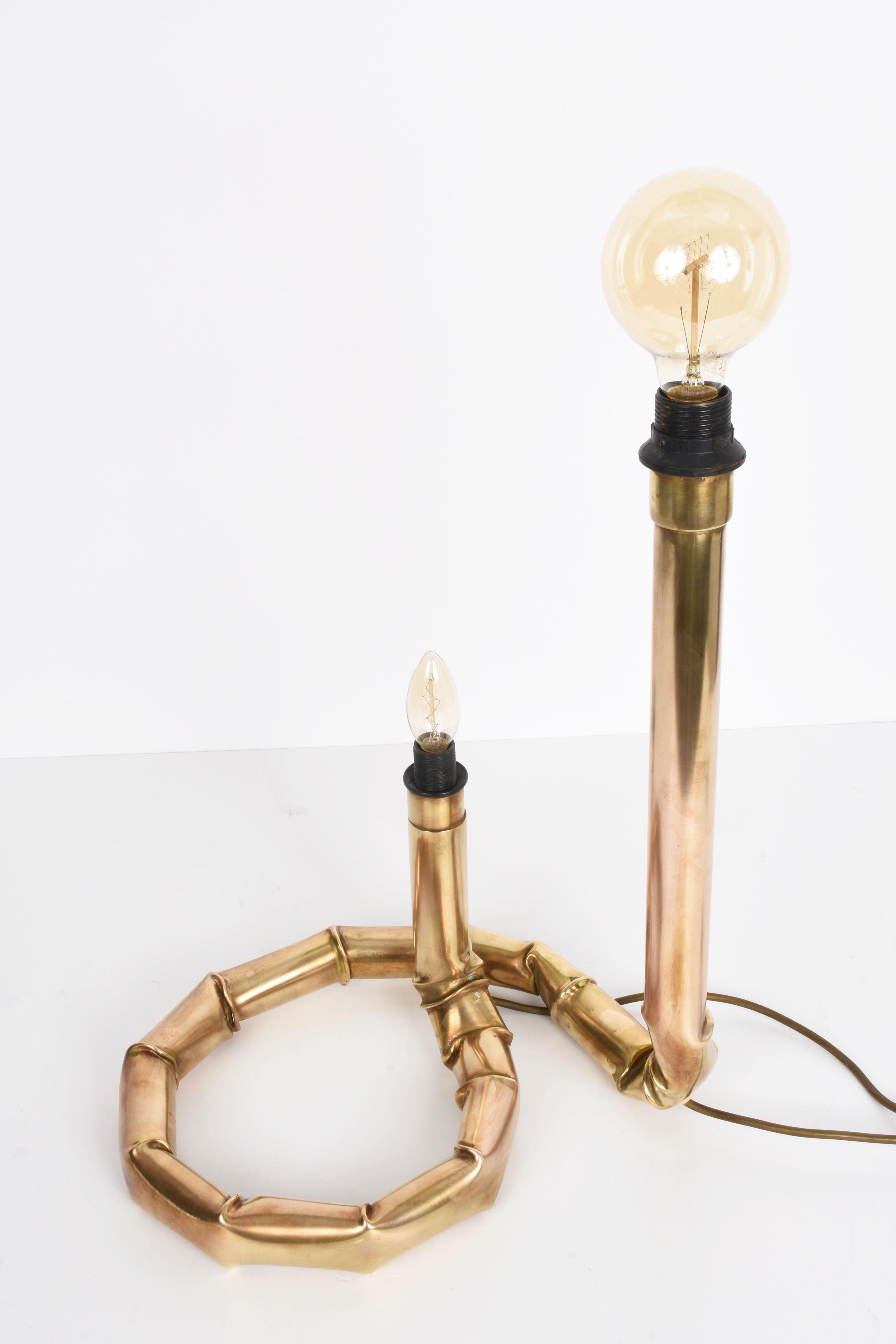 Midcentury Tommaso Barbi Brass Double Light Italian Table Lamp, 1960s 2