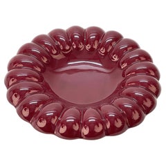 Mid-Century Tommaso Barbi Burgundy Red Ceramic Italian Centerpiece Bowl, 1970s