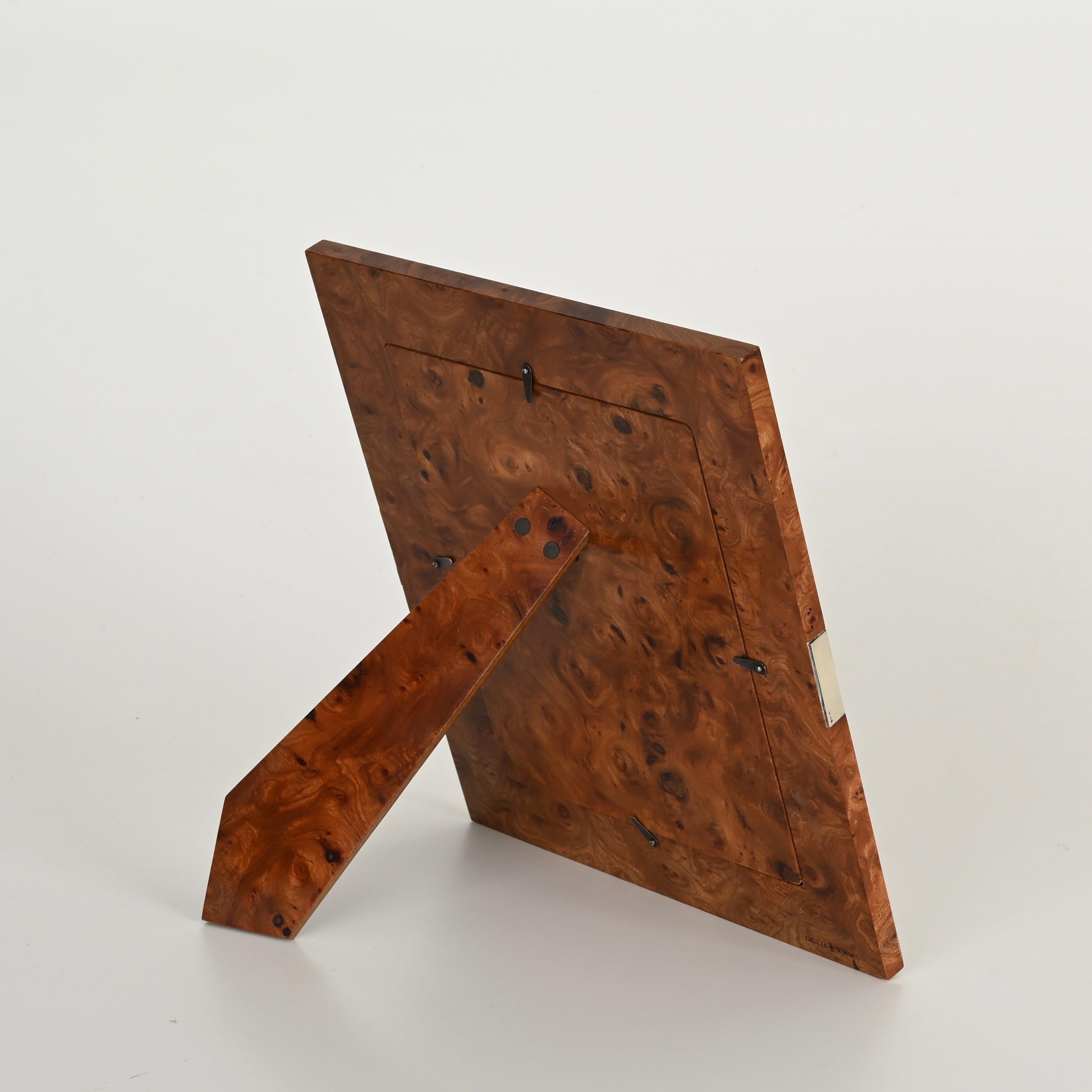 Marco de mediados de siglo Tommaso Barbi en madera de raíz y plata de ley, Italia Años 70 en venta 1