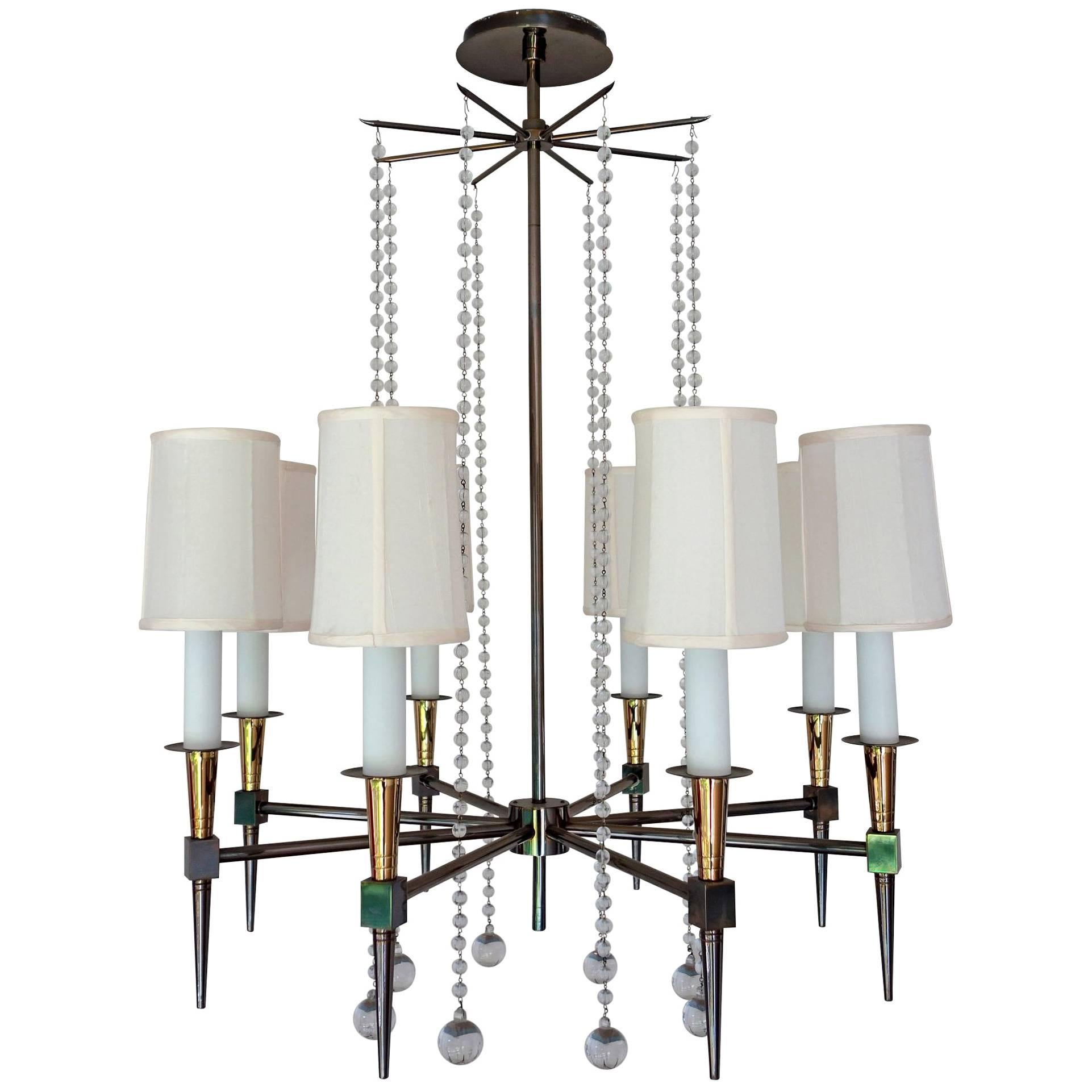 Midcentury Tommi Parzinger Eight-Arm Beaded Chandelier