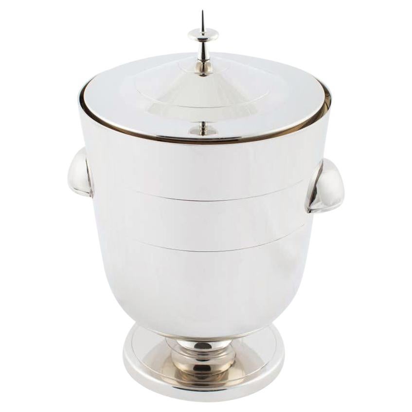 Midcentury, Tommi Parzinger Nickel Ice Bucket For Sale