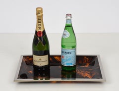 Italienisches Serviertablett aus Schildpatt-Plexiglas aus der Mitte des Jahrhunderts nach Willy Rizzo, 1970er Jahre