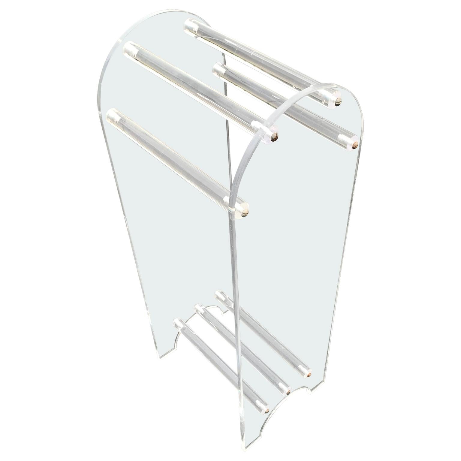 Mid-Century Modern Midcentury Towel Rack of Thick Lucite