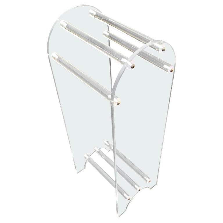 Midcentury Towel Rack of Thick Lucite at 1stDibs
