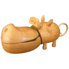 Retro Midcentury Toy Hippo Trinket Box in the Style of Kay Bojesen for Zoo-Line