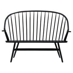 Moderne Midcentury-Sesselbank aus Bugholz mit Spindelrückenlehne aus der Mitte des Jahrhunderts in Schwarz