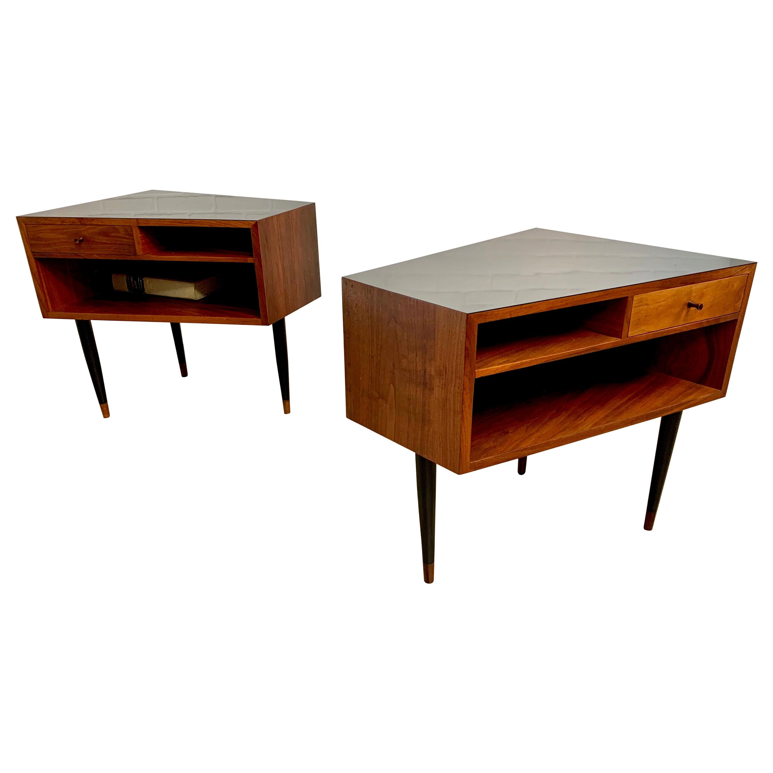 Midcentury Trapezoidal Shaped Nightstands