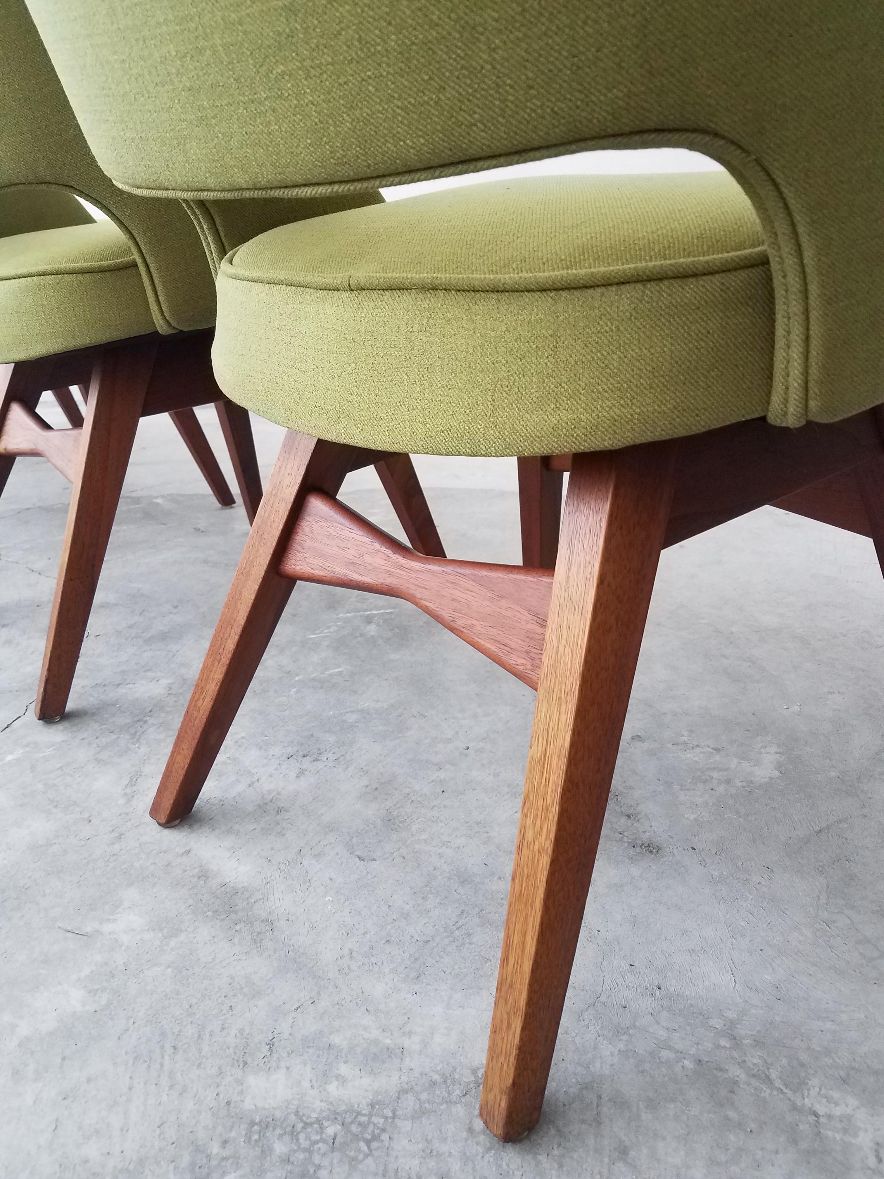 Midcentury Travertine and Walnut Game Table and Chairs Set by Harvey Probber 4