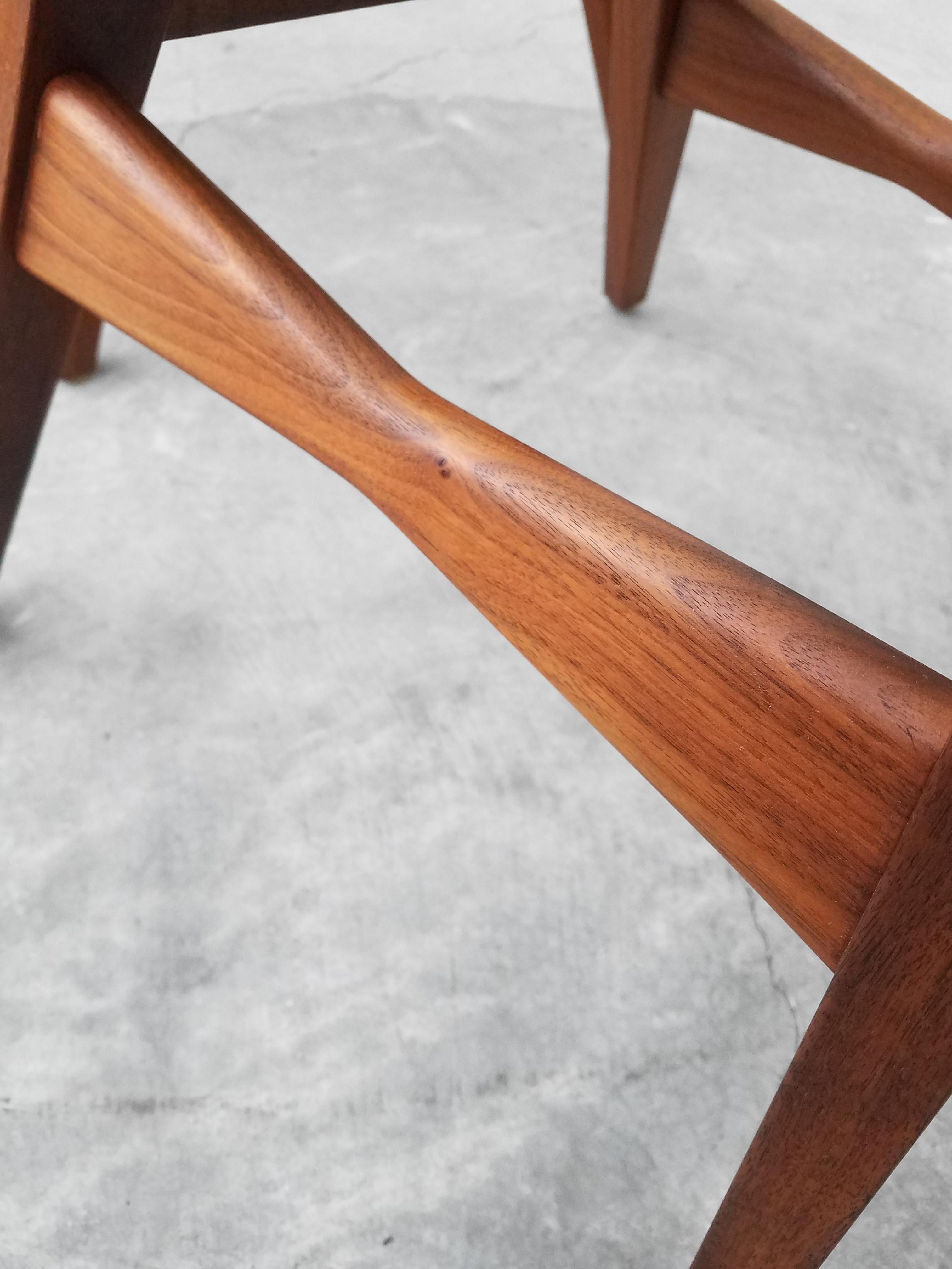 Midcentury Travertine and Walnut Game Table and Chairs Set 6