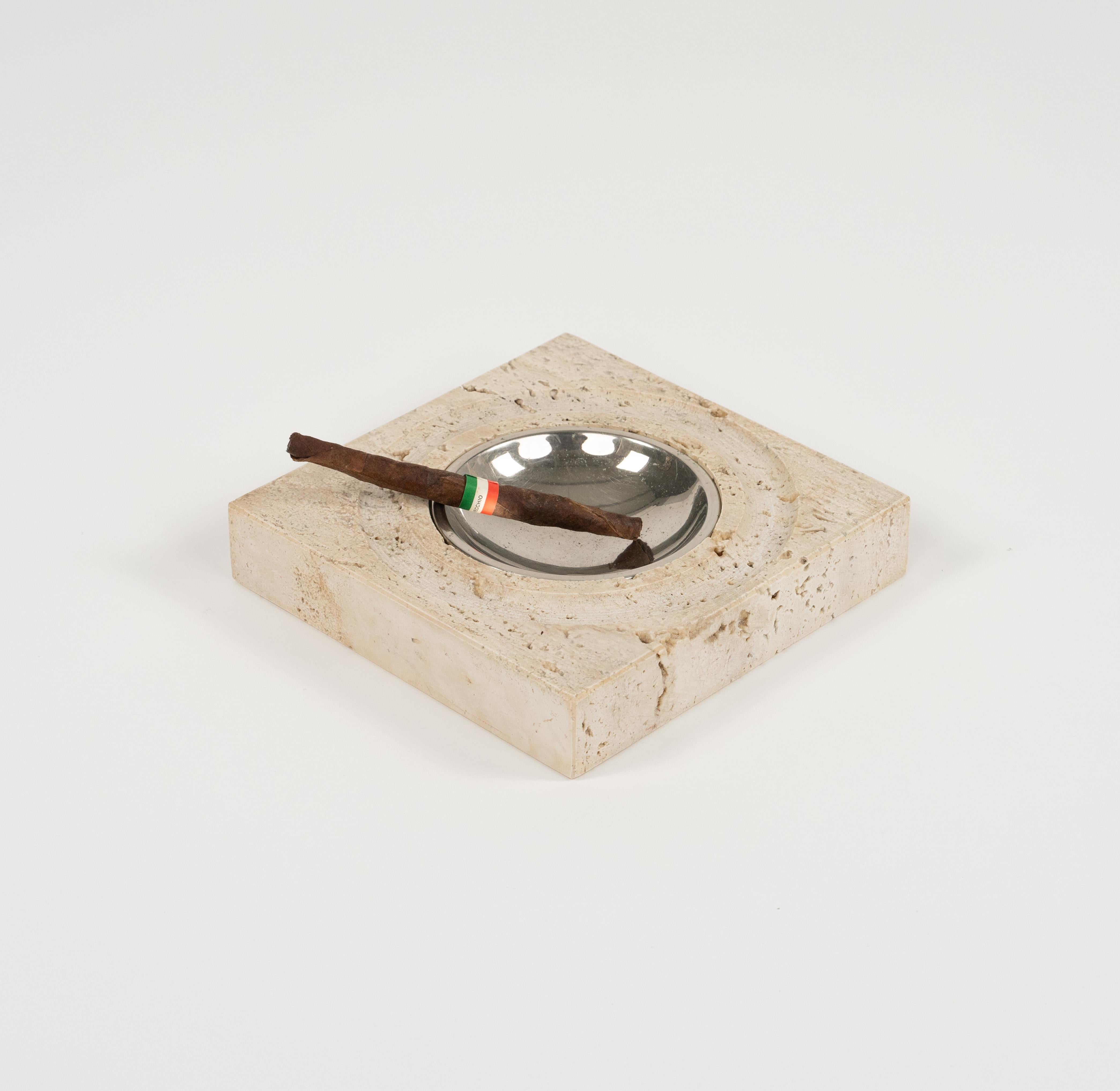 Italian Midcentury Travertine Ashtray or Vide-Poche by Fratelli Mannelli, Italy 1970s For Sale
