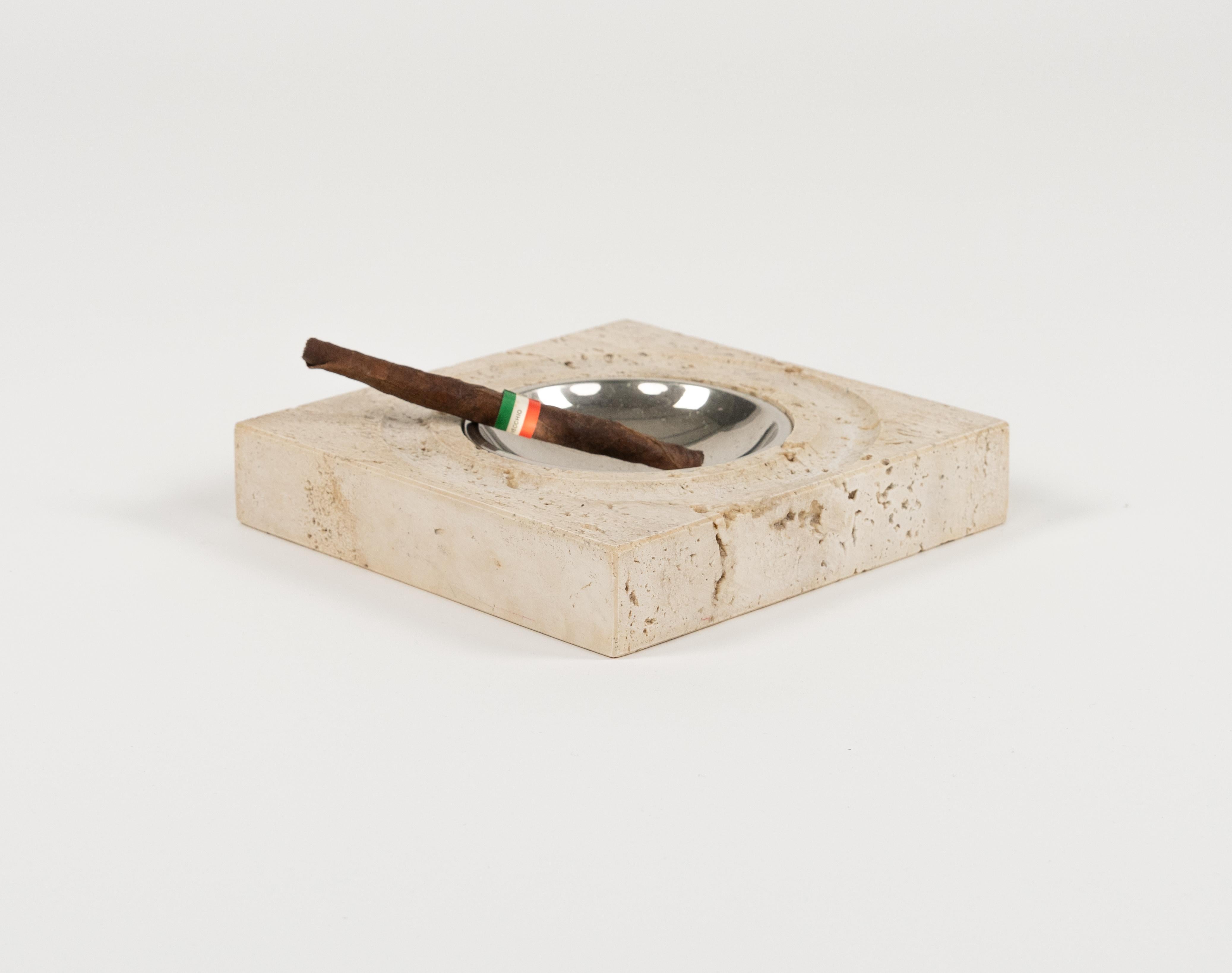 Midcentury Travertine Ashtray or Vide-Poche by Fratelli Mannelli, Italy 1970s In Good Condition For Sale In Rome, IT