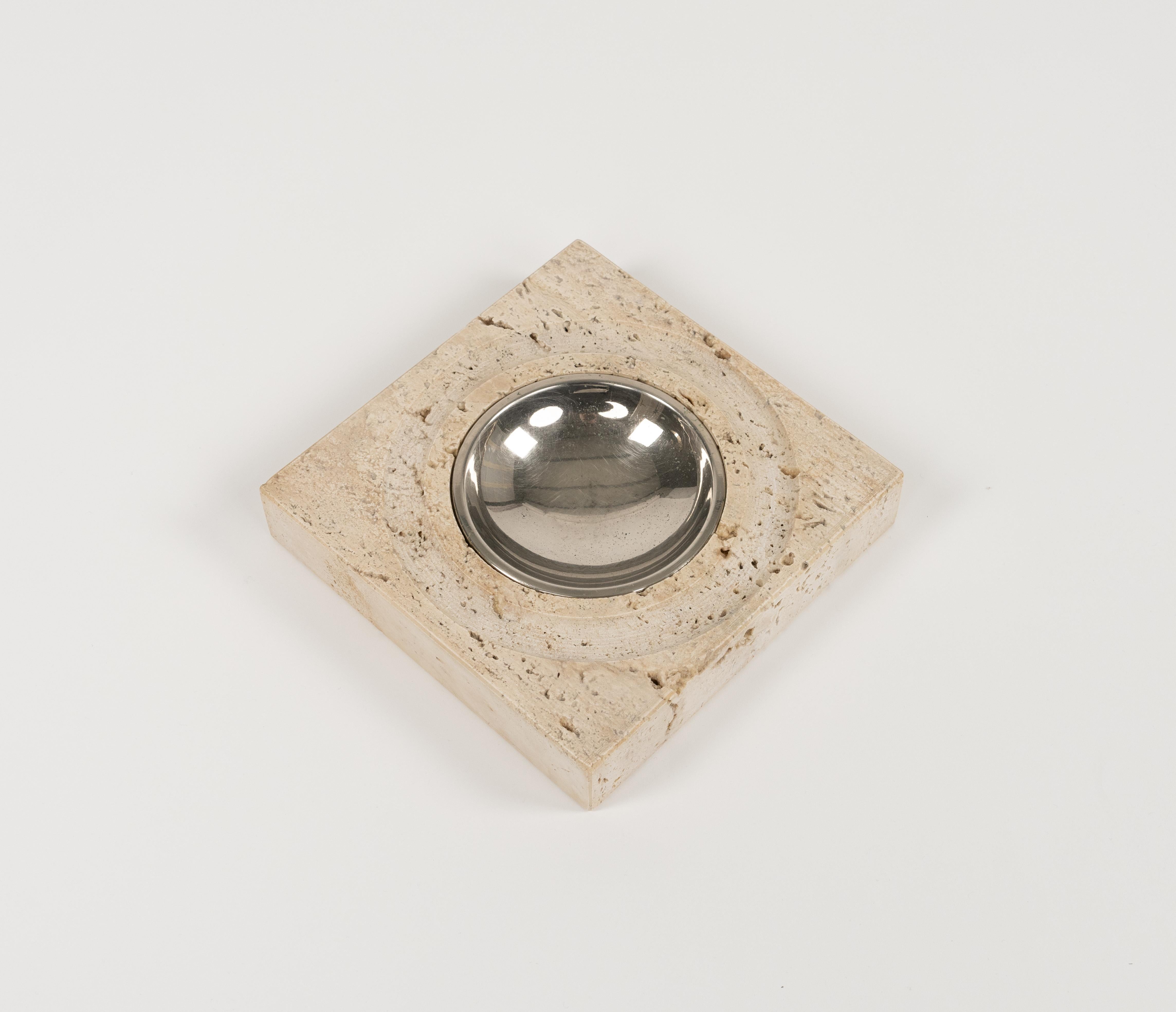 Late 20th Century Midcentury Travertine Ashtray or Vide-Poche by Fratelli Mannelli, Italy 1970s For Sale