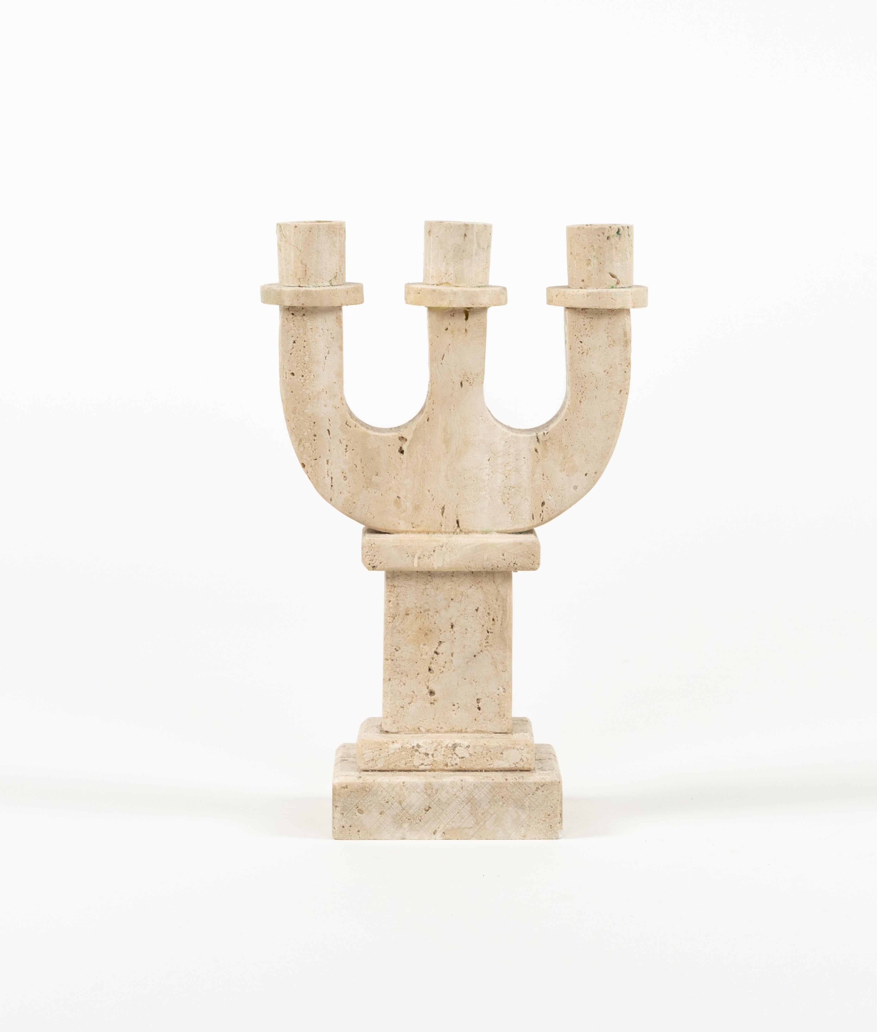 Midcentury Travertine Candle Holder Attributed to Fratelli Mannelli, Italy 1970s 4