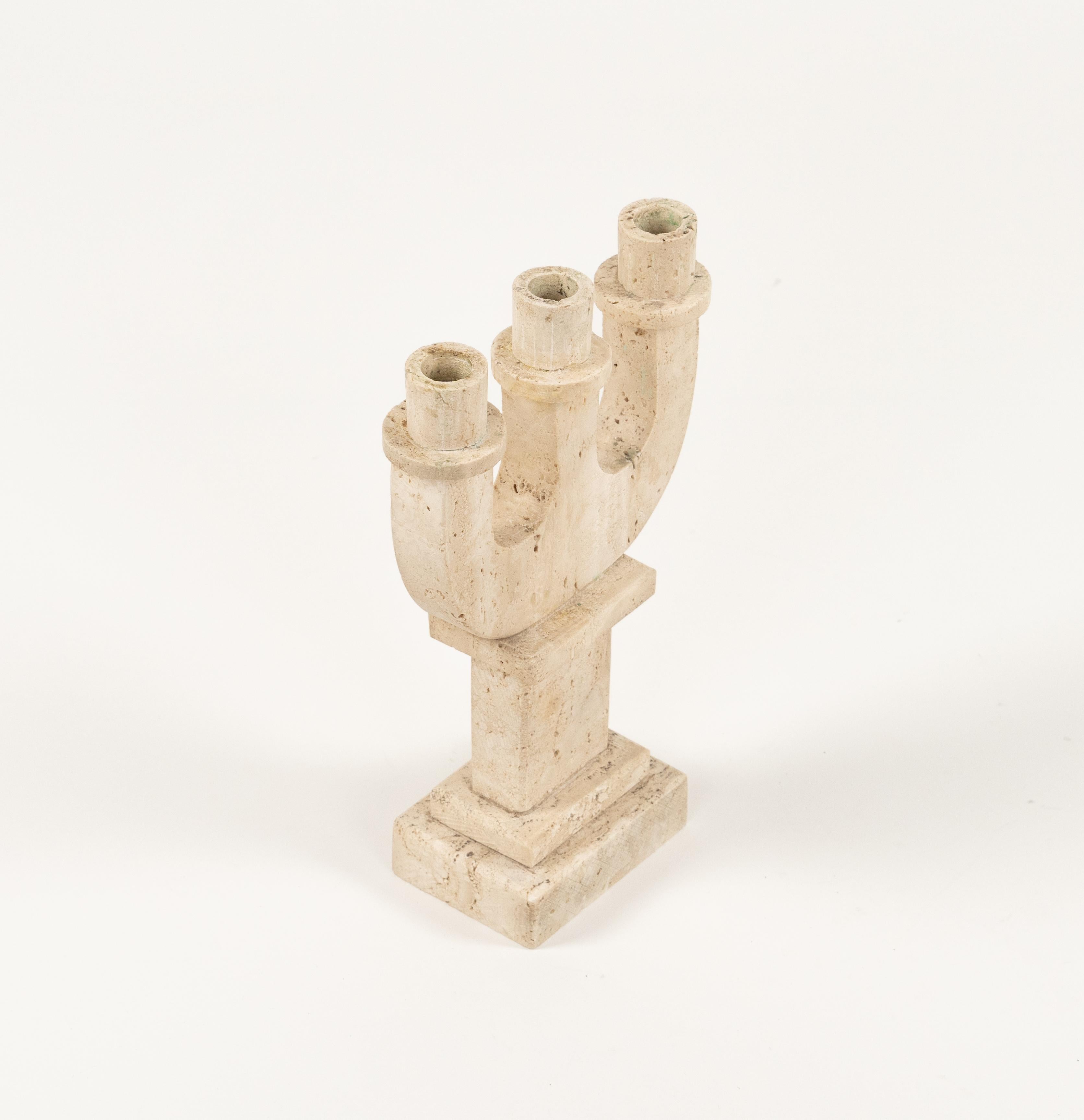 Midcentury Travertine Candle Holder Attributed to Fratelli Mannelli, Italy 1970s 5