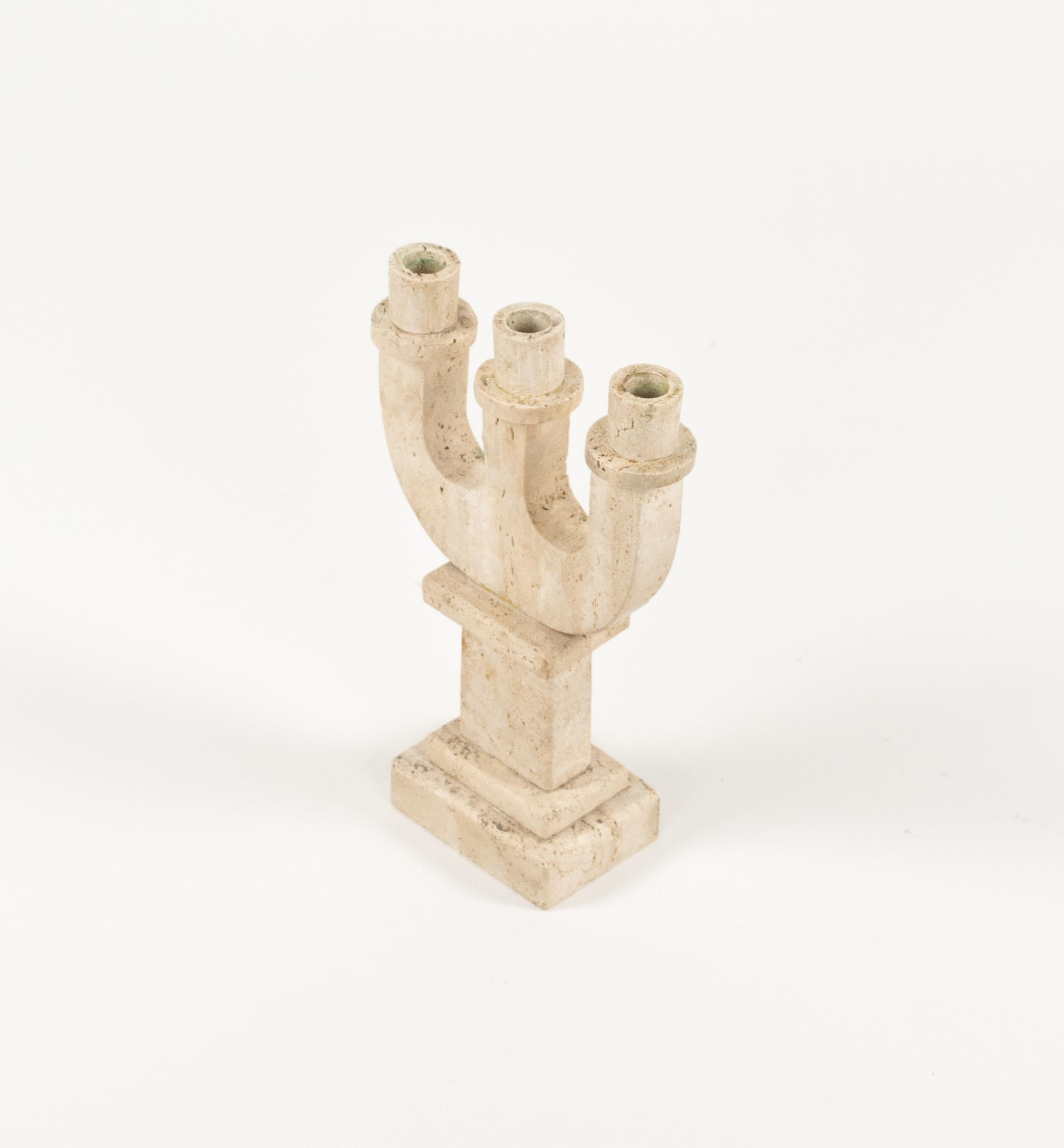 Midcentury Travertine Candle Holder Attributed to Fratelli Mannelli, Italy 1970s 3