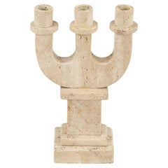 Midcentury Travertine Candle Holder Attributed to Fratelli Mannelli, Italy 1970s