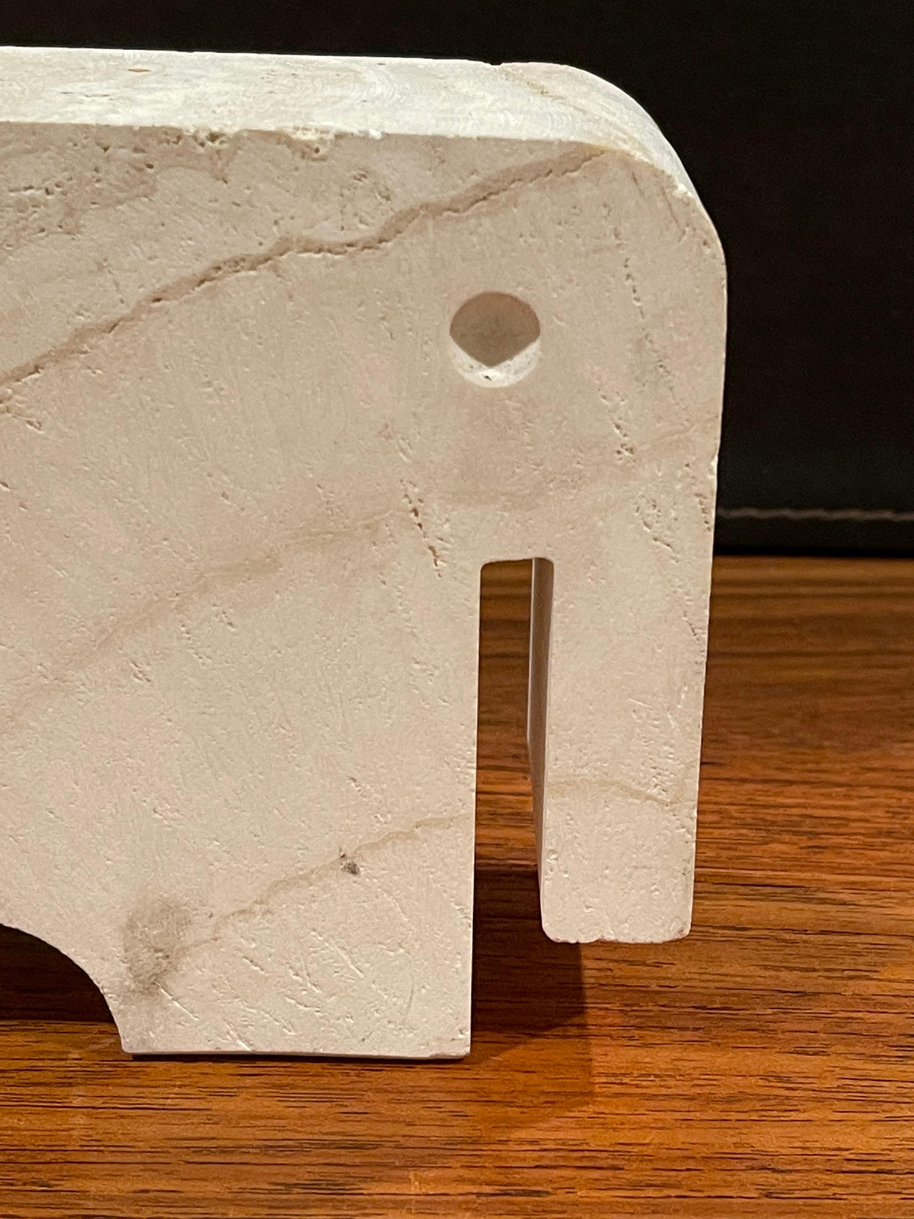 Midcentury Travertine Elephant Sculpture / Bookend by Fratelli Mannelli For Sale 4