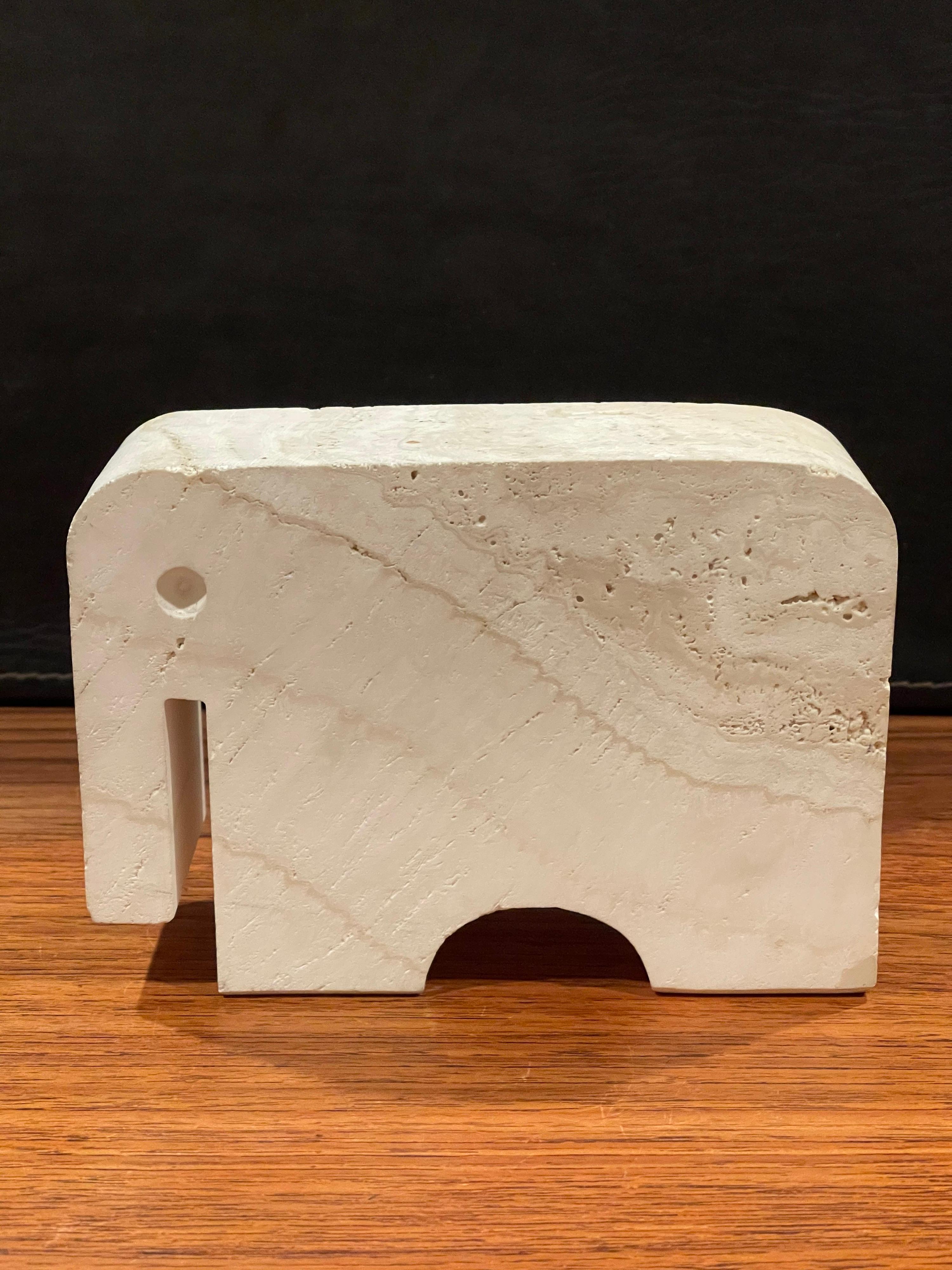 Midcentury Travertine Elephant Sculpture / Bookend by Fratelli Mannelli For Sale 7