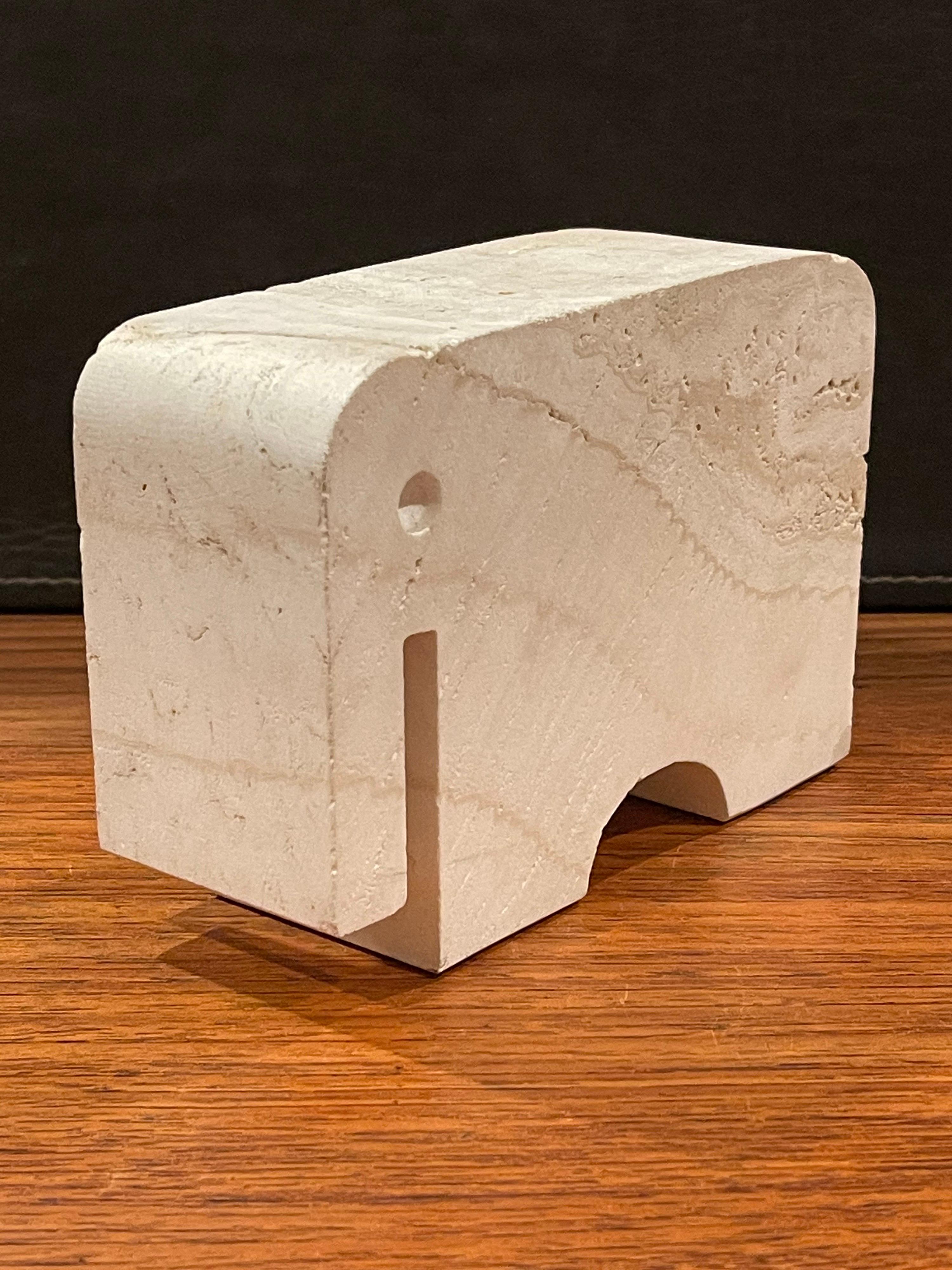 Mid-Century Modern Midcentury Travertine Elephant Sculpture / Bookend by Fratelli Mannelli For Sale