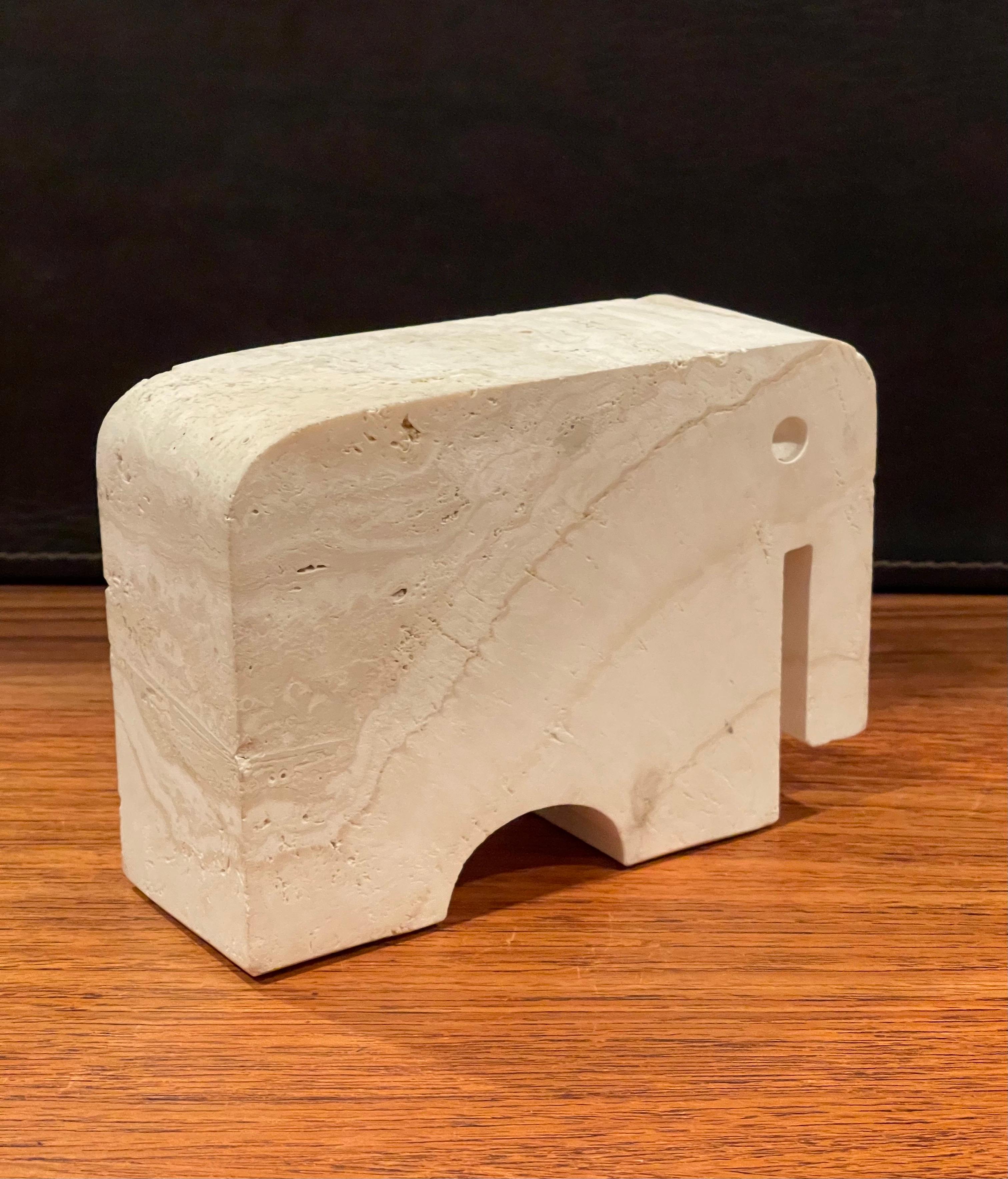 Midcentury Travertine Elephant Sculpture / Bookend by Fratelli Mannelli For Sale 1