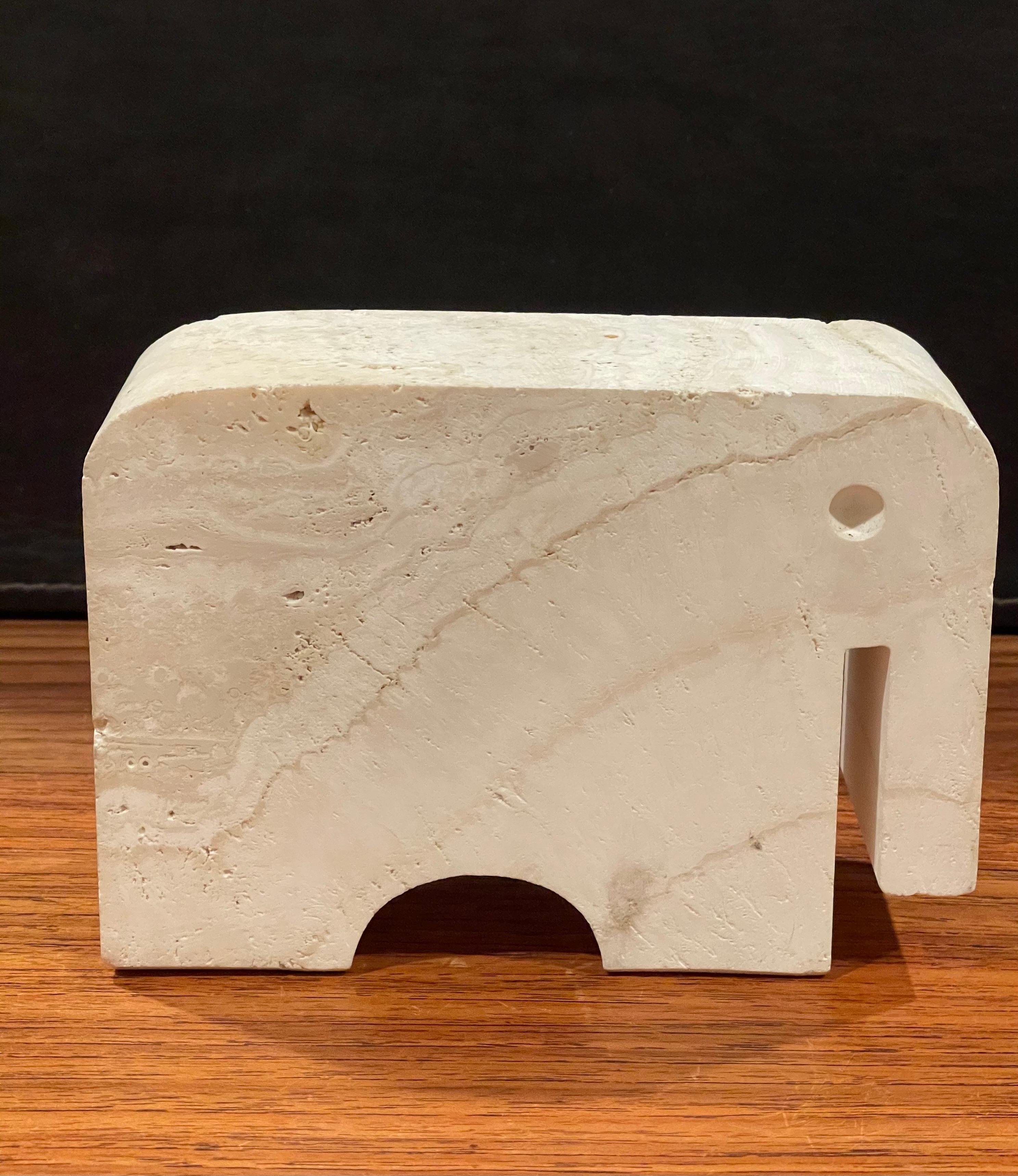 Midcentury Travertine Elephant Sculpture / Bookend by Fratelli Mannelli For Sale 2