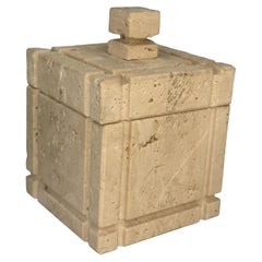 Midcentury Travertine Marble Italian Box Catchall by Fratelli Manelli, 1970s