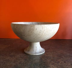 Midcentury Travertine Pedestal Fruit Bowl