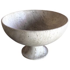 Midcentury Travertine Pedestal Fruit Bowl