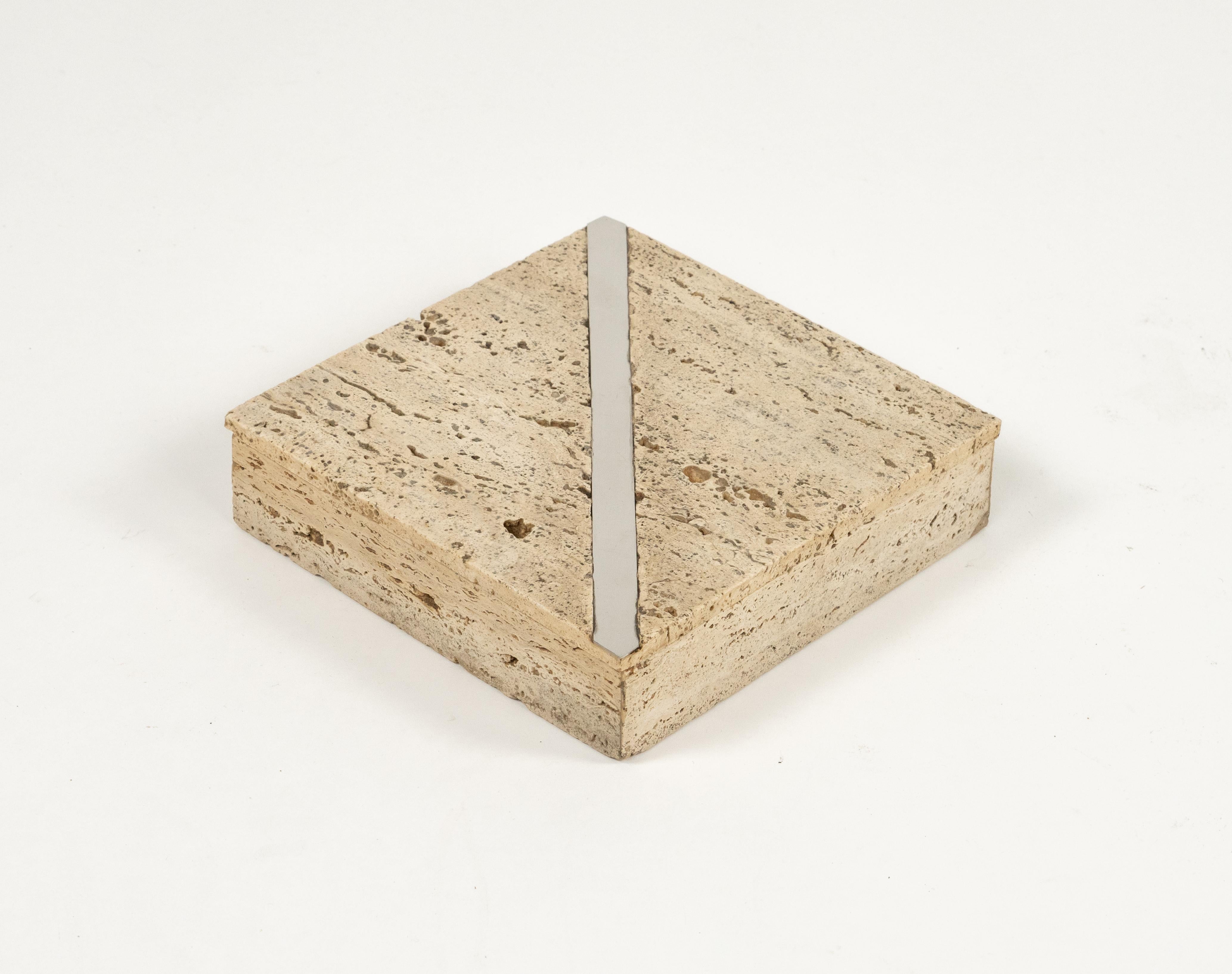 Midcentury Travertine Rectangular Box Fratelli Mannelli Style, Italy, 1970s For Sale 8