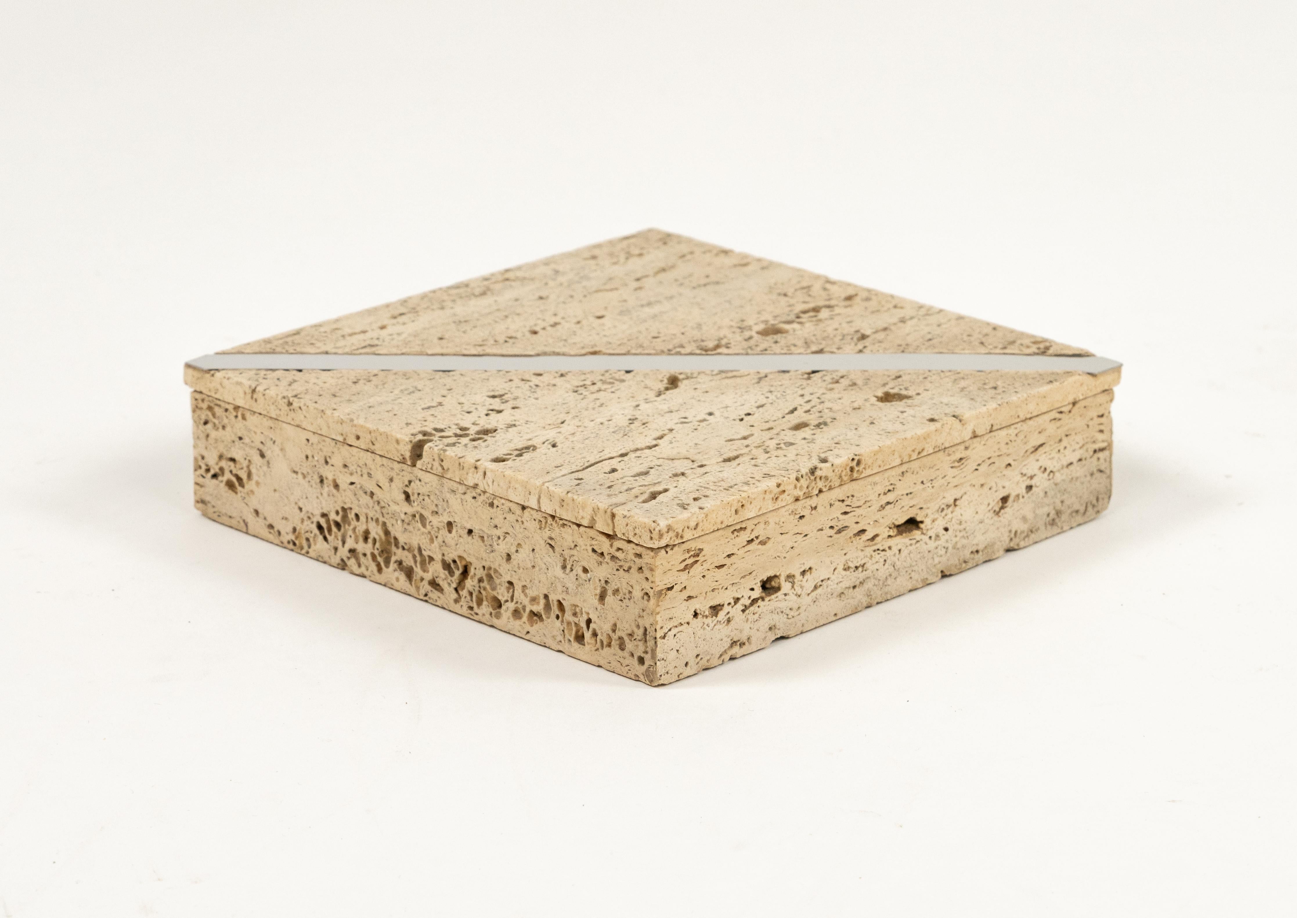 Midcentury Travertine Rectangular Box Fratelli Mannelli Style, Italy, 1970s For Sale 12