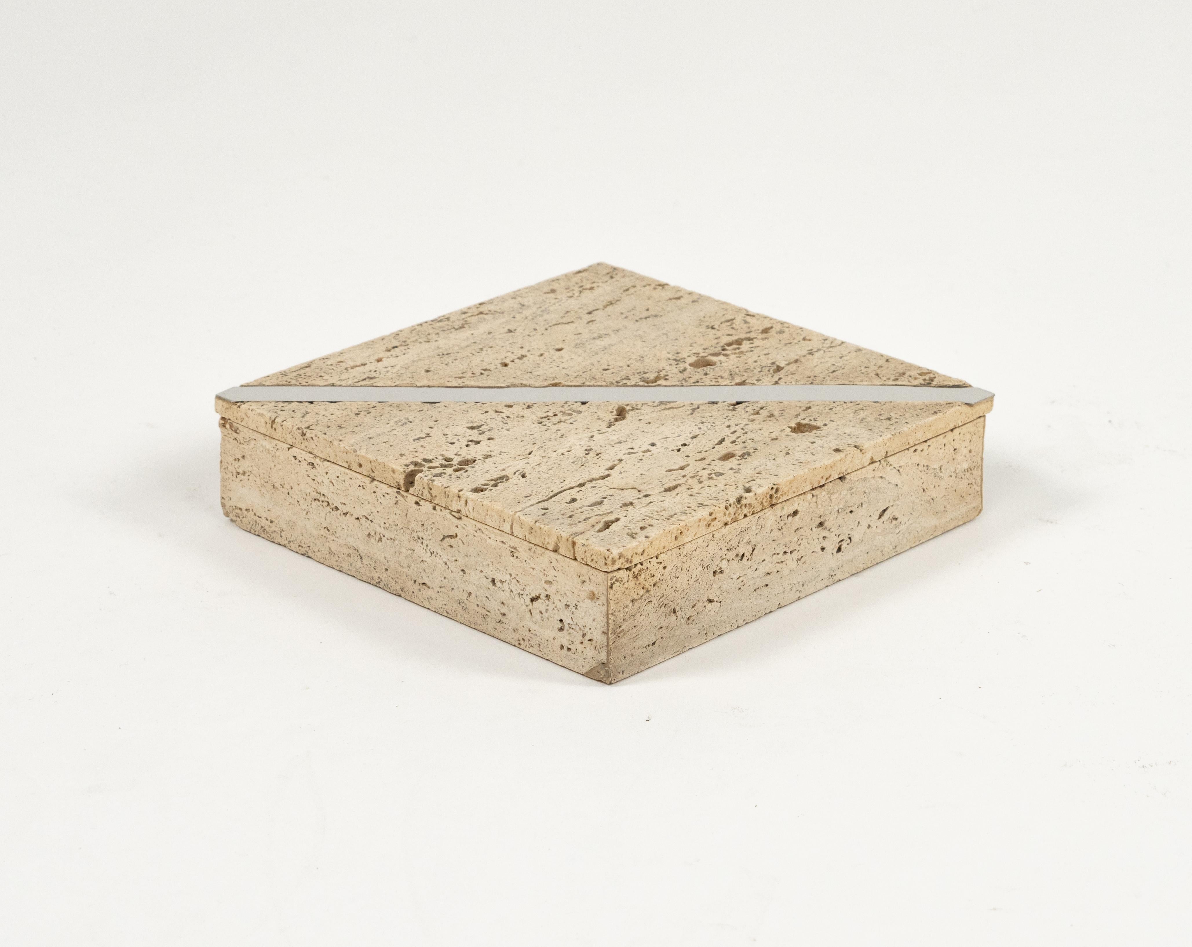 Mid-Century Modern Midcentury Travertine Rectangular Box Fratelli Mannelli Style, Italy, 1970s For Sale