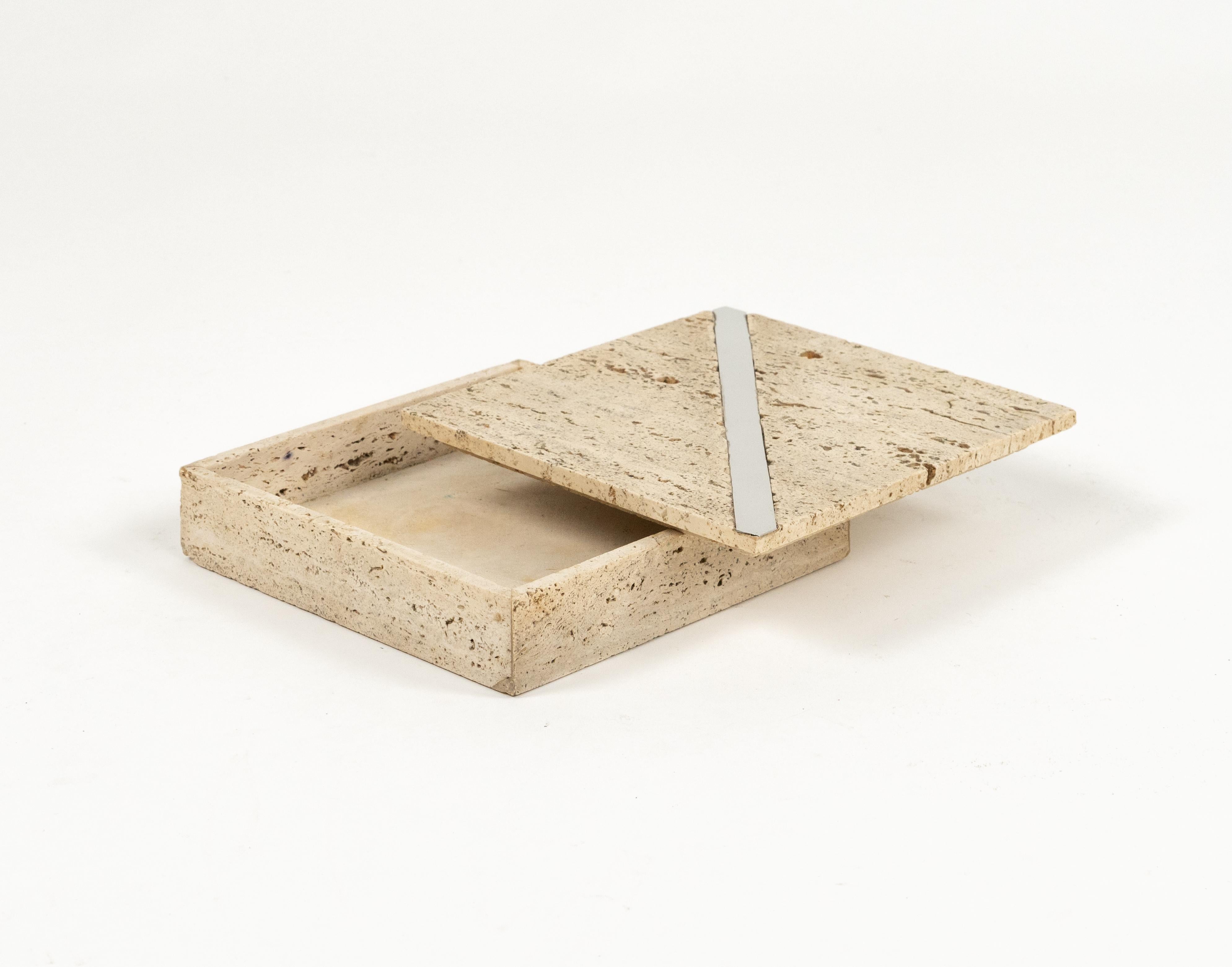Midcentury Travertine Rectangular Box Fratelli Mannelli Style, Italy, 1970s For Sale 2