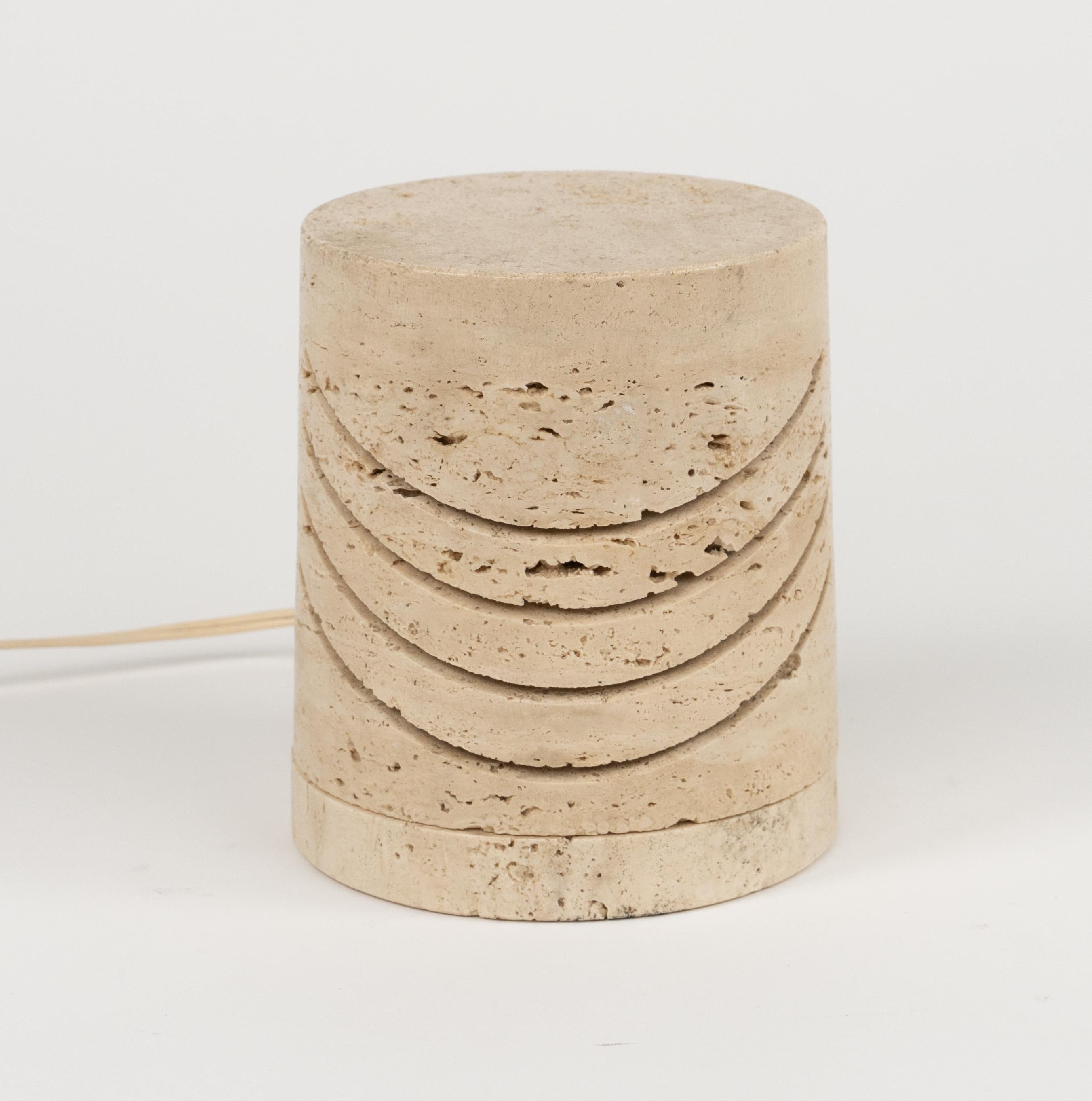 Midcentury Travertine Table Lamp by Giuliano Cesari for Sormani, Italy 1970s For Sale 1