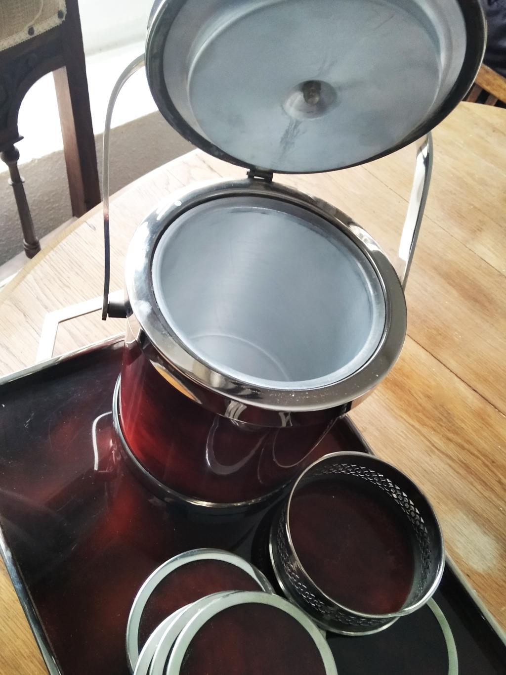 Tray and Ice Bucket Lucite 'Acrylic' and Nickel Silver , 50s 4