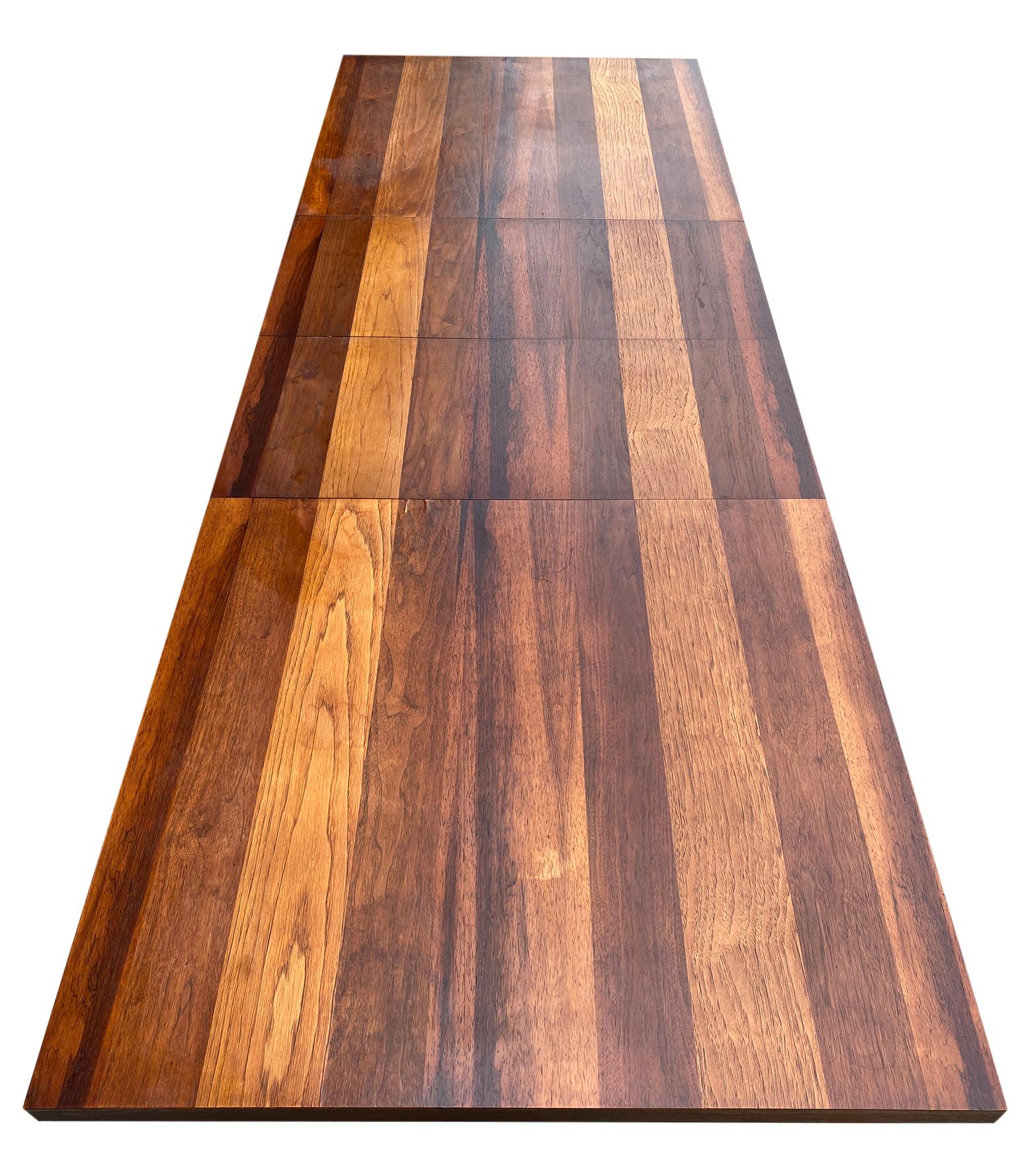 American Midcentury Tri-Wood Expandable Dining Table by Milo Baughman with '2' Leaves