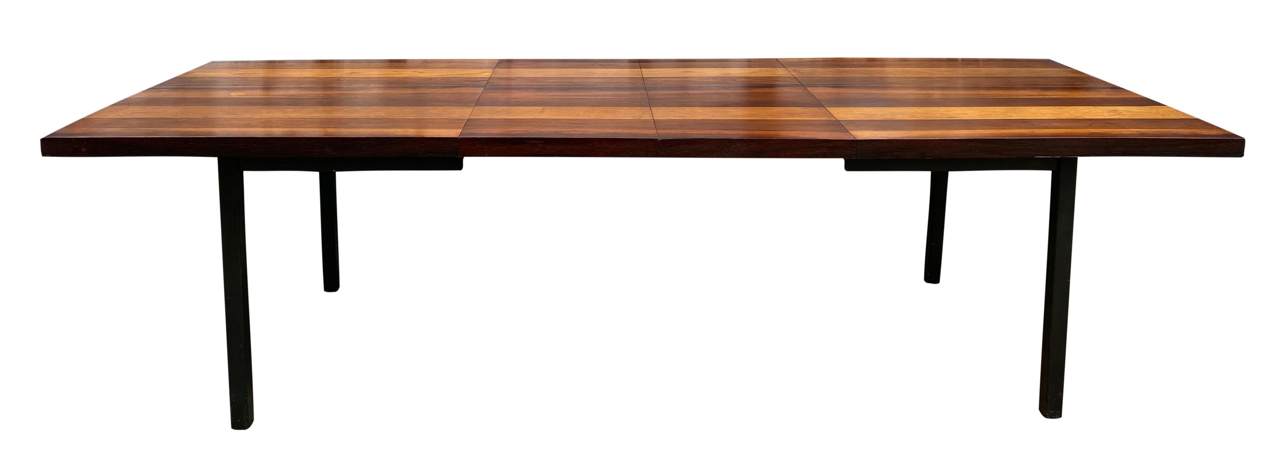 Mid-20th Century Midcentury Tri-Wood Expandable Dining Table by Milo Baughman with '2' Leaves