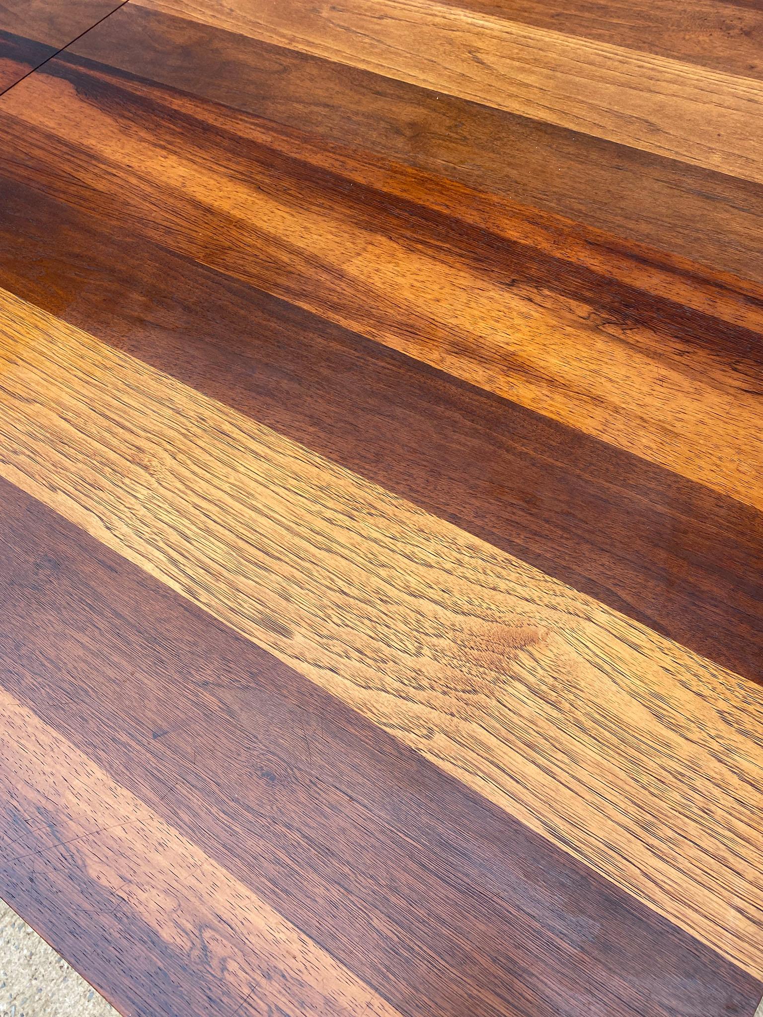 Midcentury Tri-Wood Expandable Dining Table by Milo Baughman with '2' Leaves 1